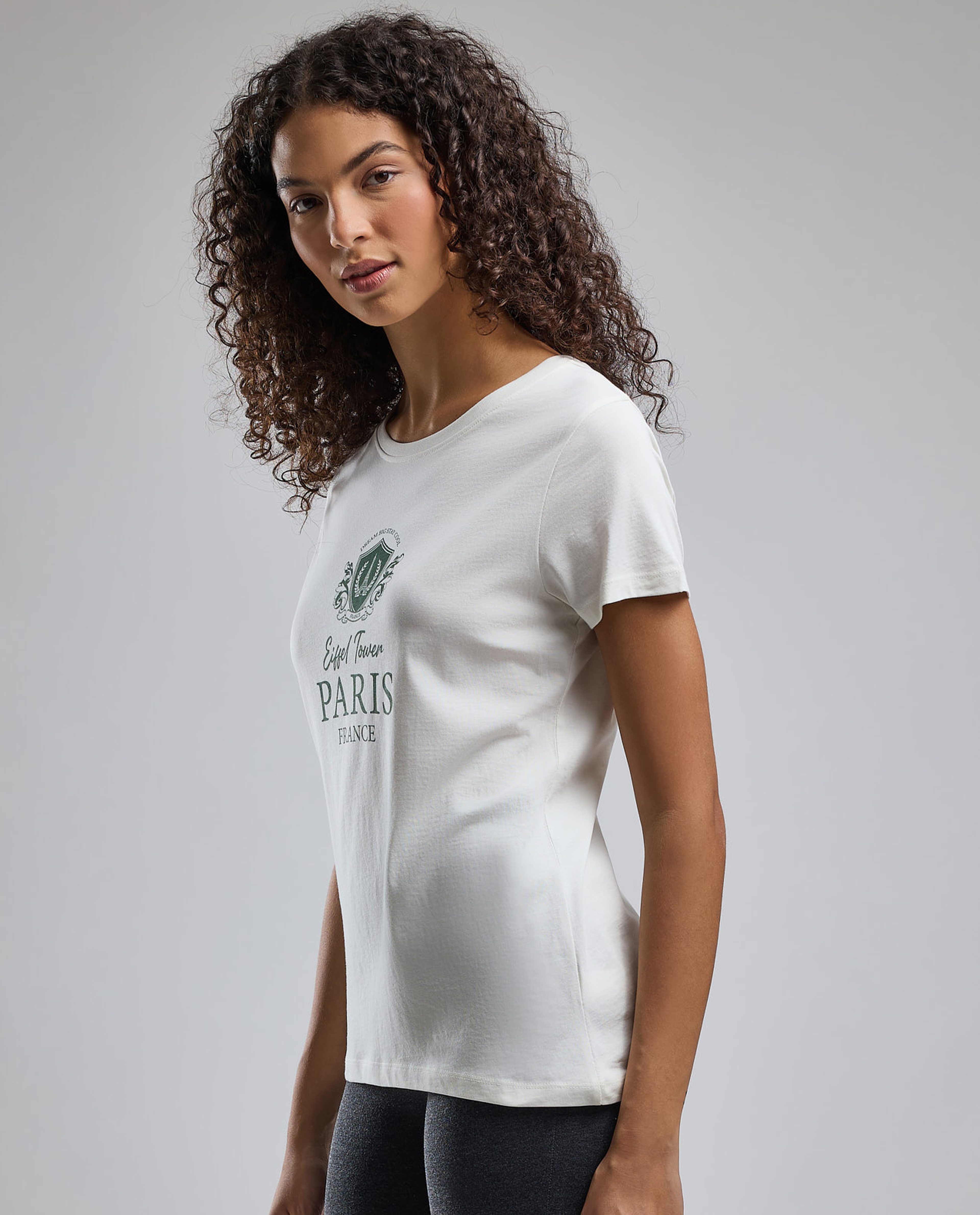 Printed T-Shirt with Crew Neck and Short Sleeves