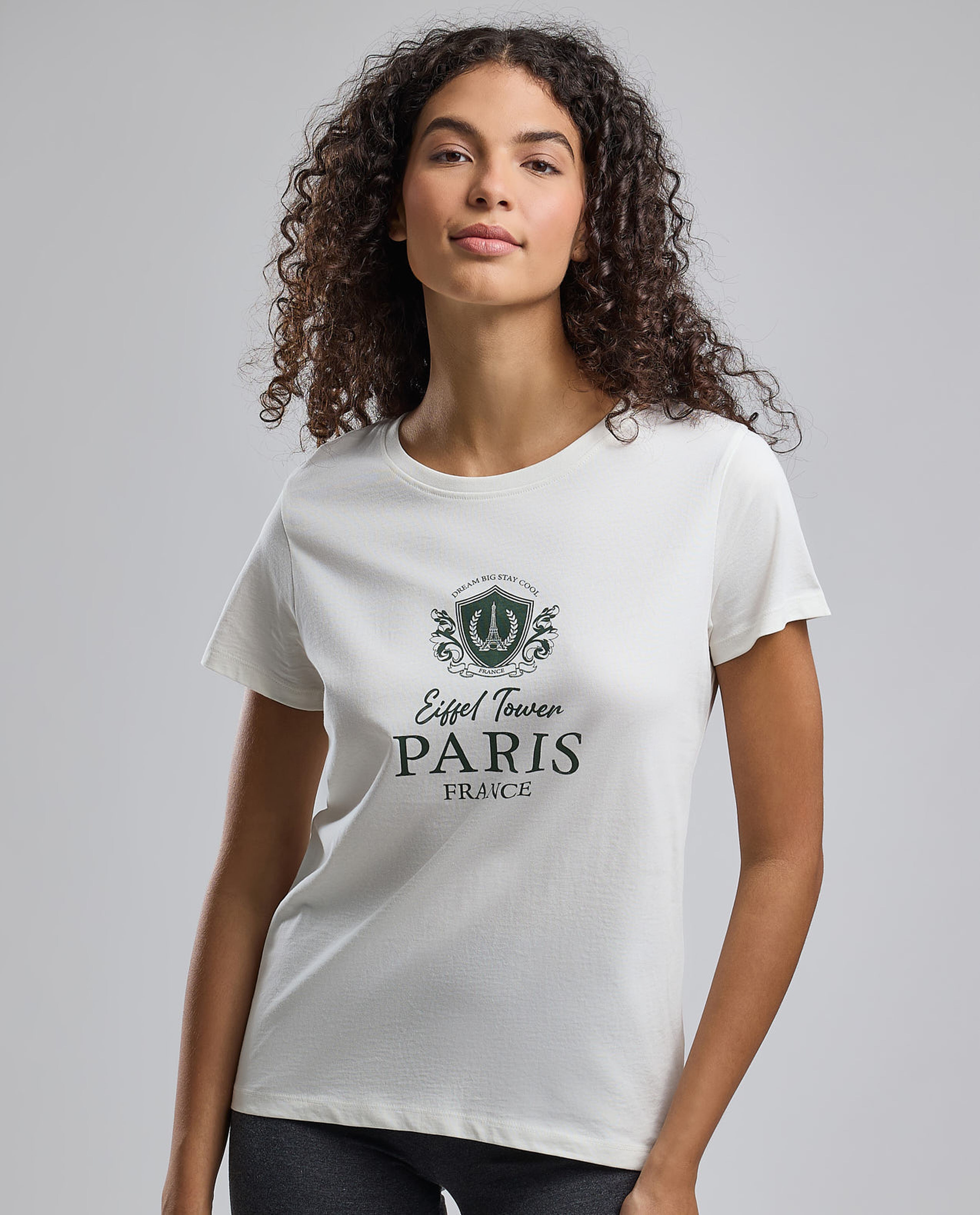 Printed T-Shirt with Crew Neck and Short Sleeves