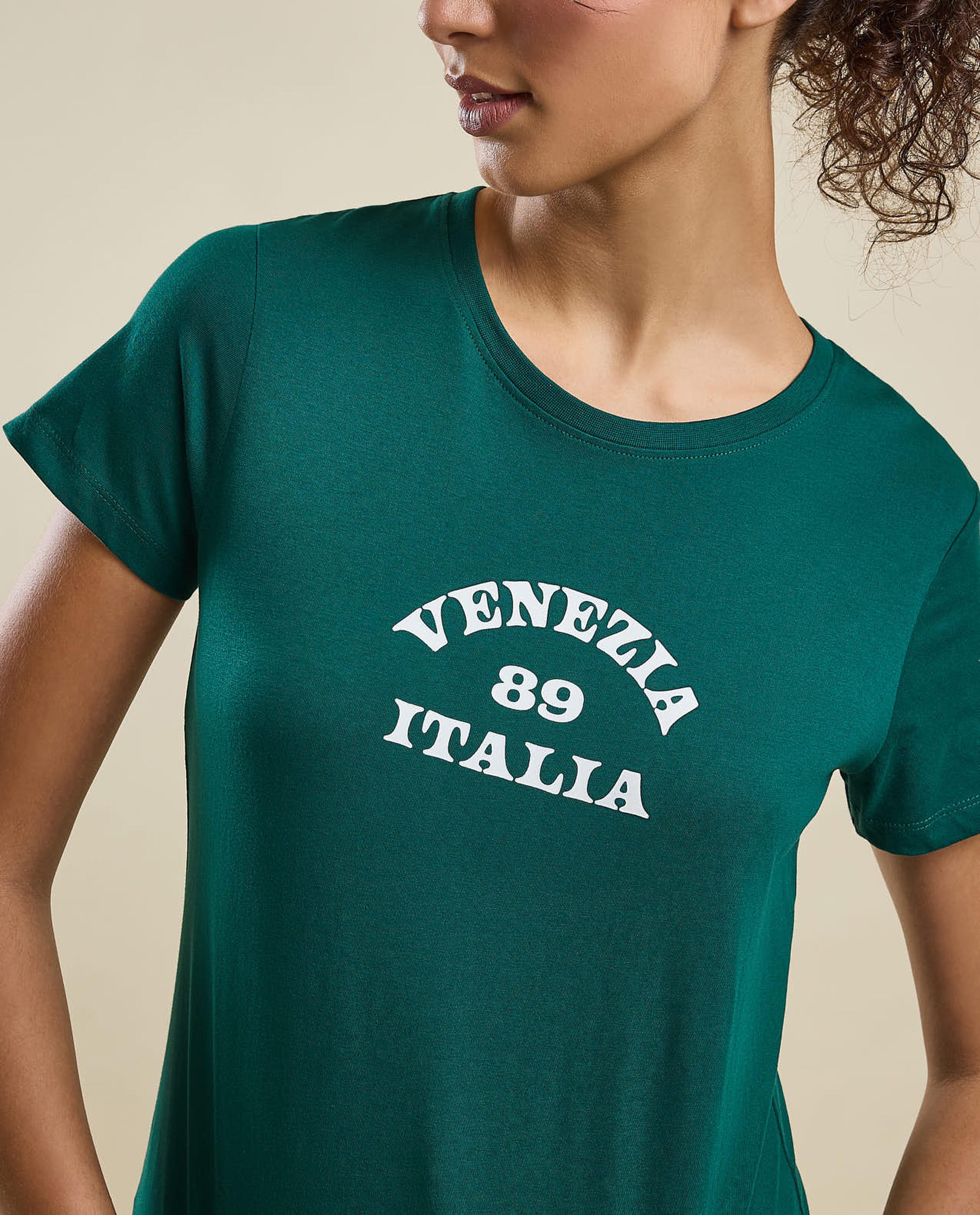 Printed T-Shirt with Crew Neck and Short Sleeves