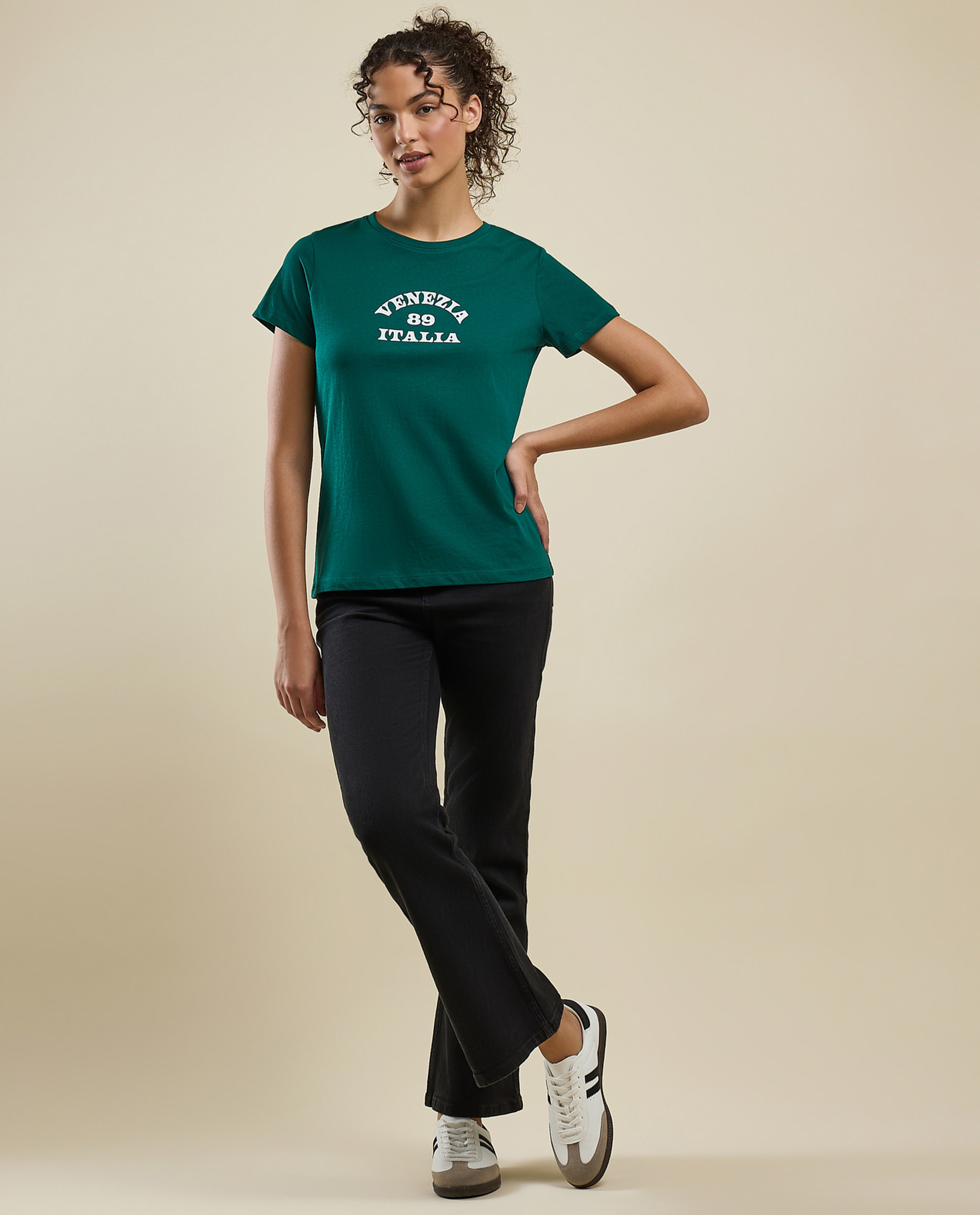 Printed T-Shirt with Crew Neck and Short Sleeves