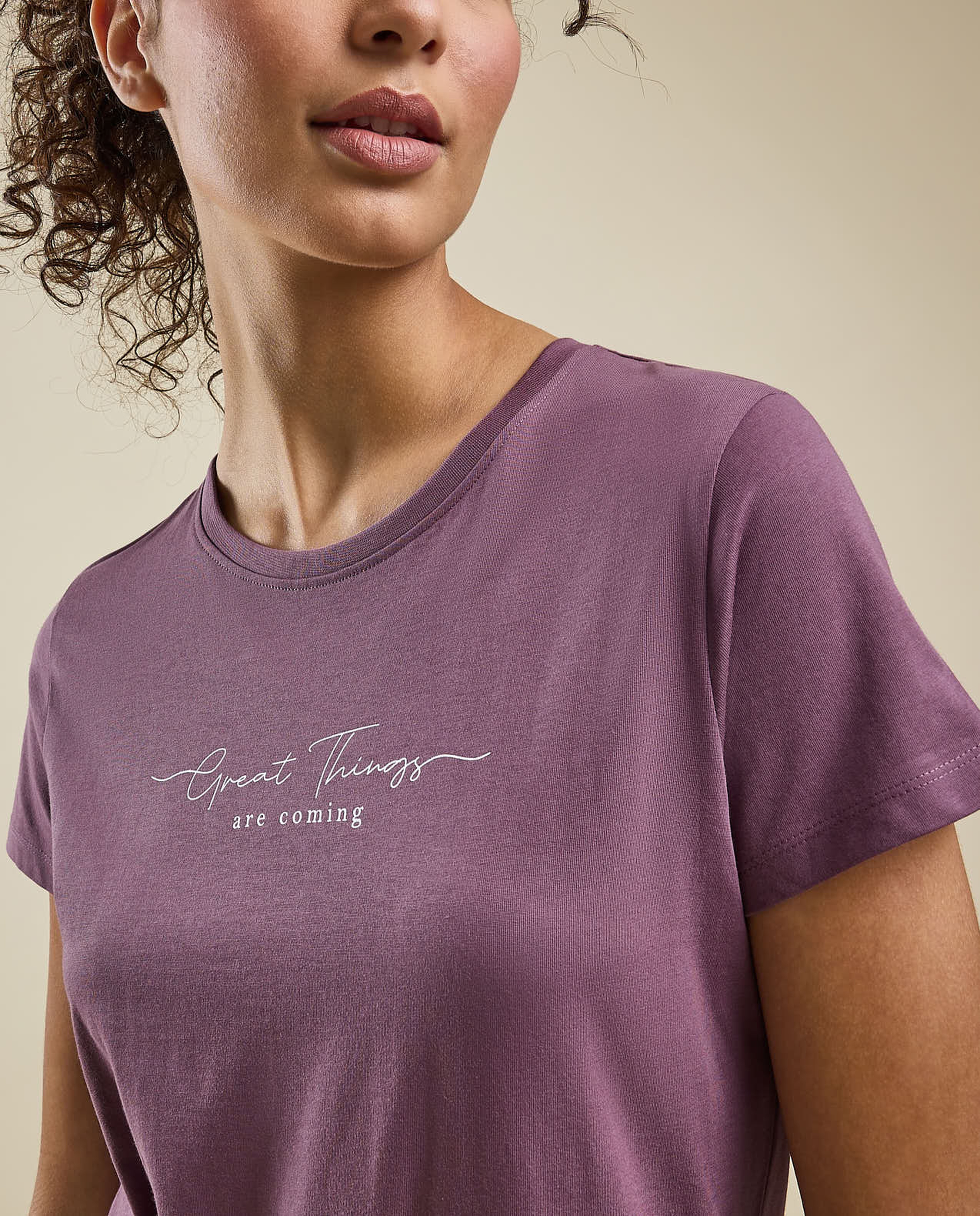 Typography Print T-Shirt with Crew Neck and Short Sleeves