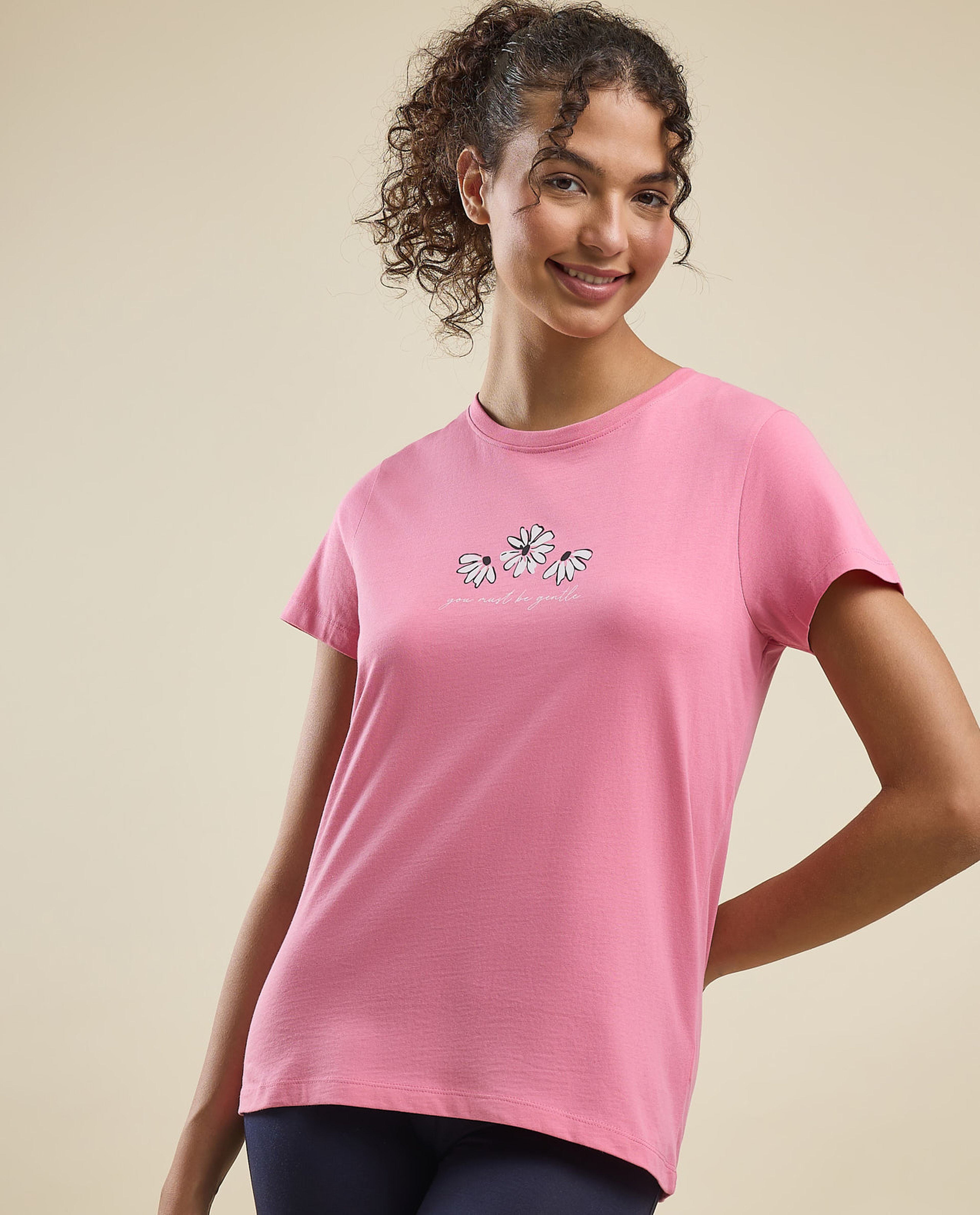 Printed T-Shirt with Crew Neck and Short Sleeves