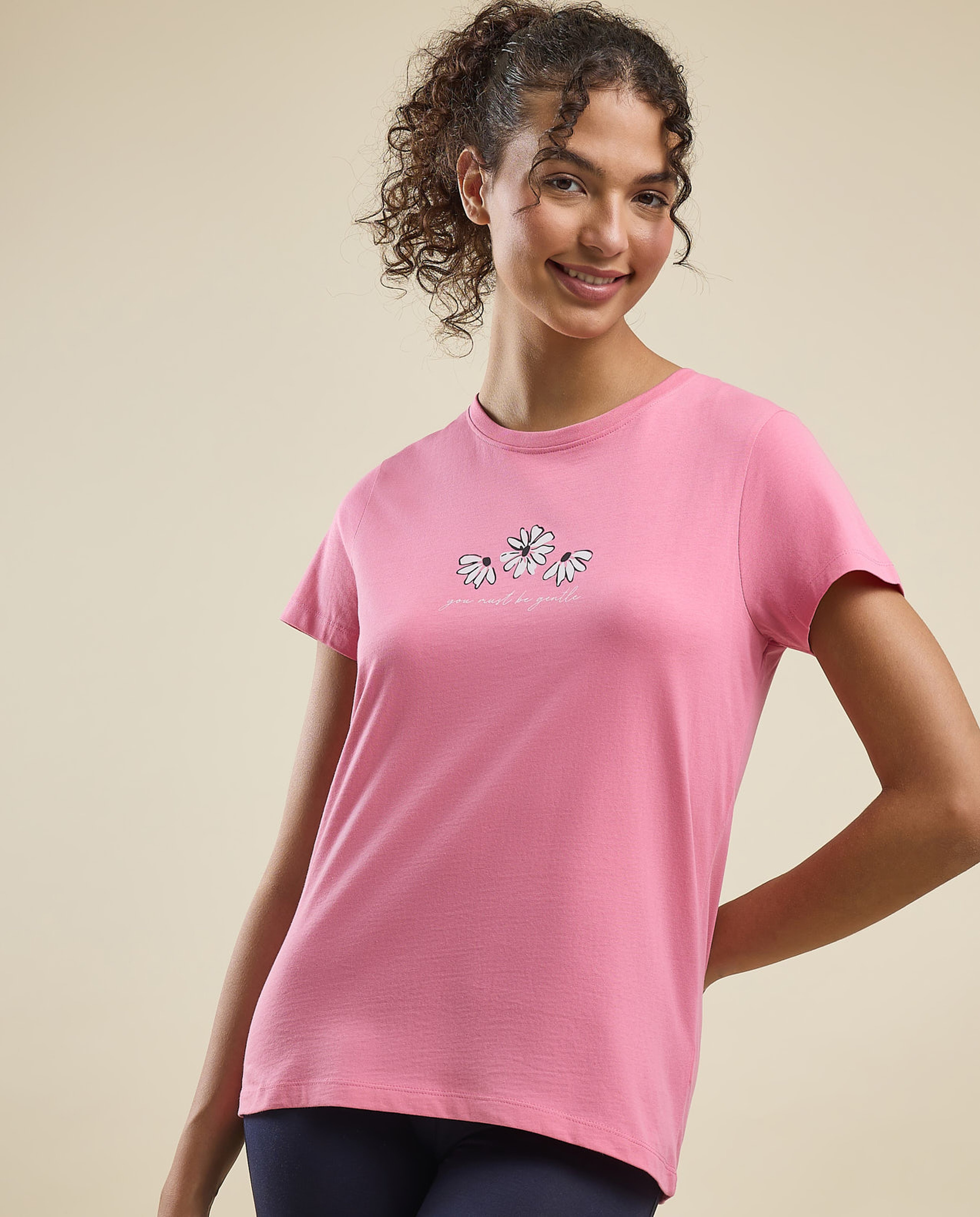 Printed T-Shirt with Crew Neck and Short Sleeves