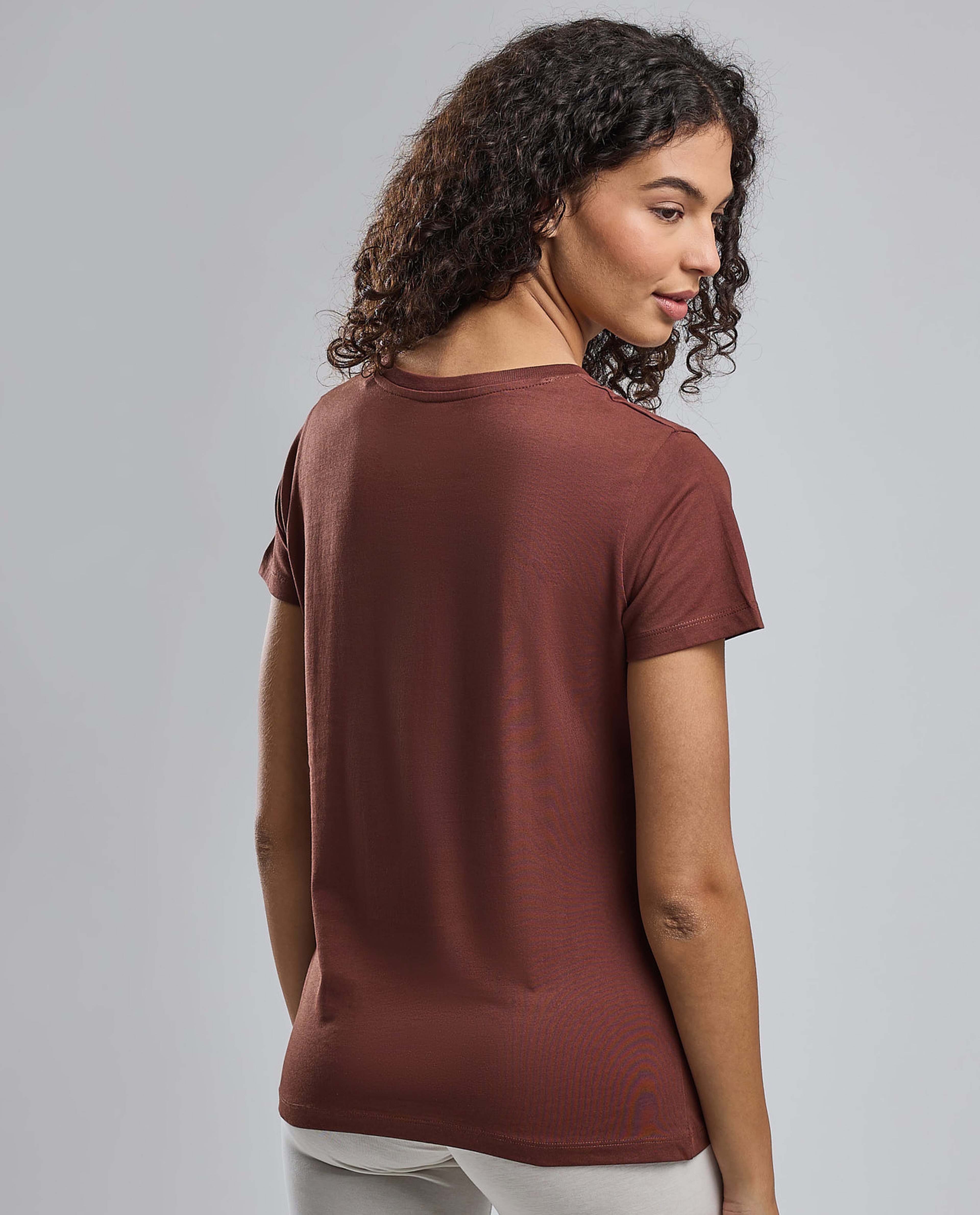 Typography Print T-Shirt with Crew Neck and Short Sleeves