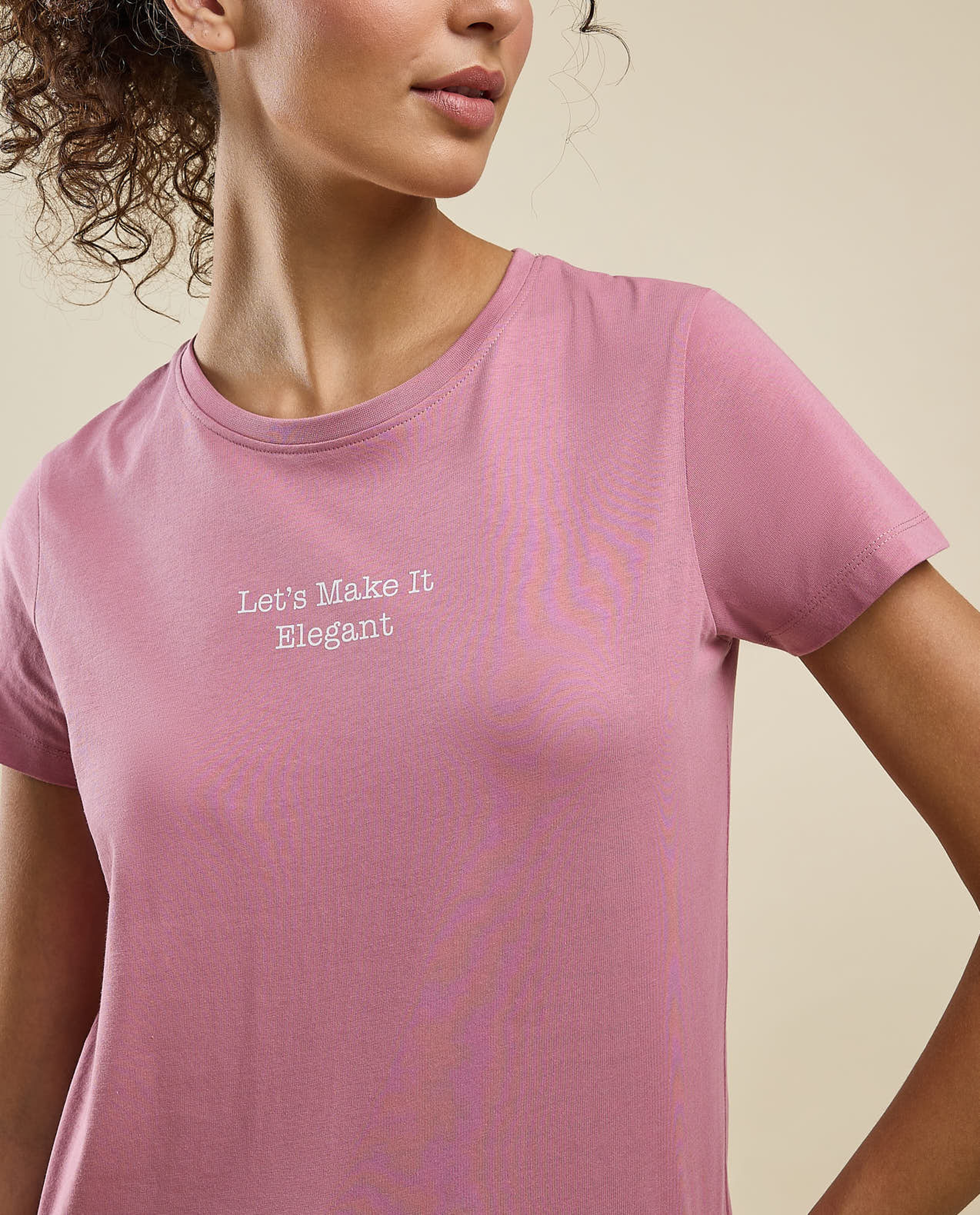 Typography Print T-Shirt with Crew Neck and Short Sleeves