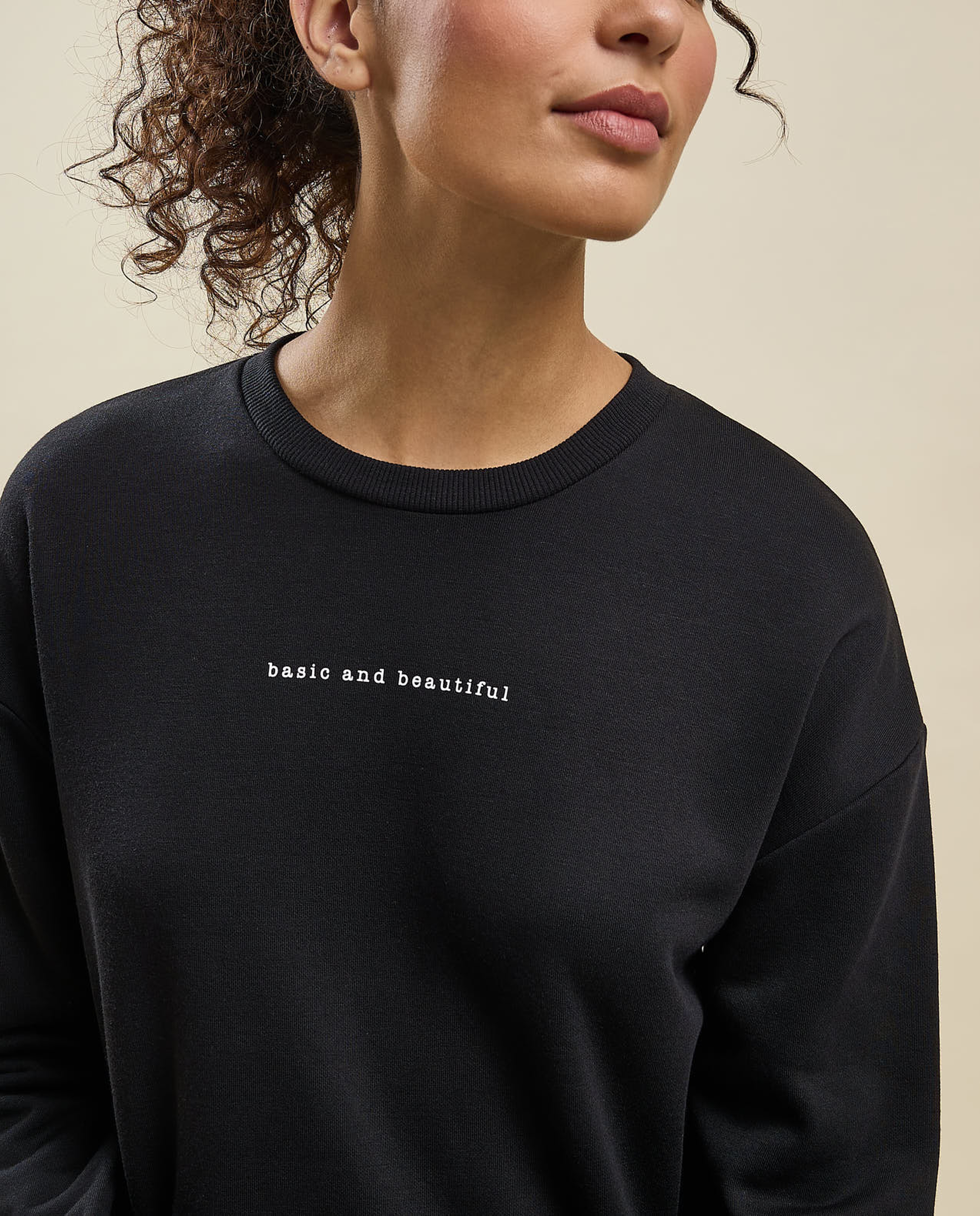 Typography Print Sweatshirt with Crew Neck and Long Sleeves