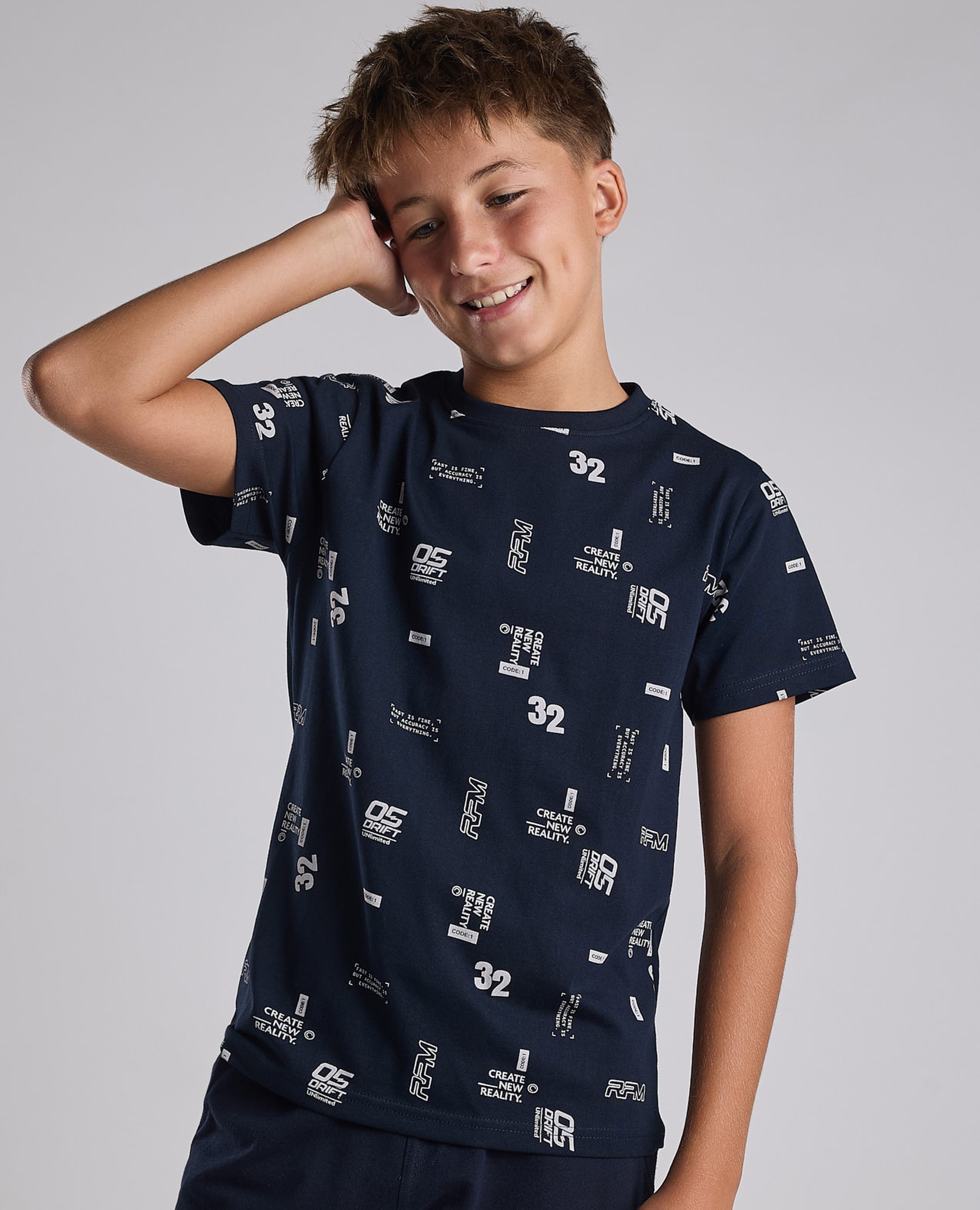 Printed T-Shirt with Crew Neck and Short Sleeves