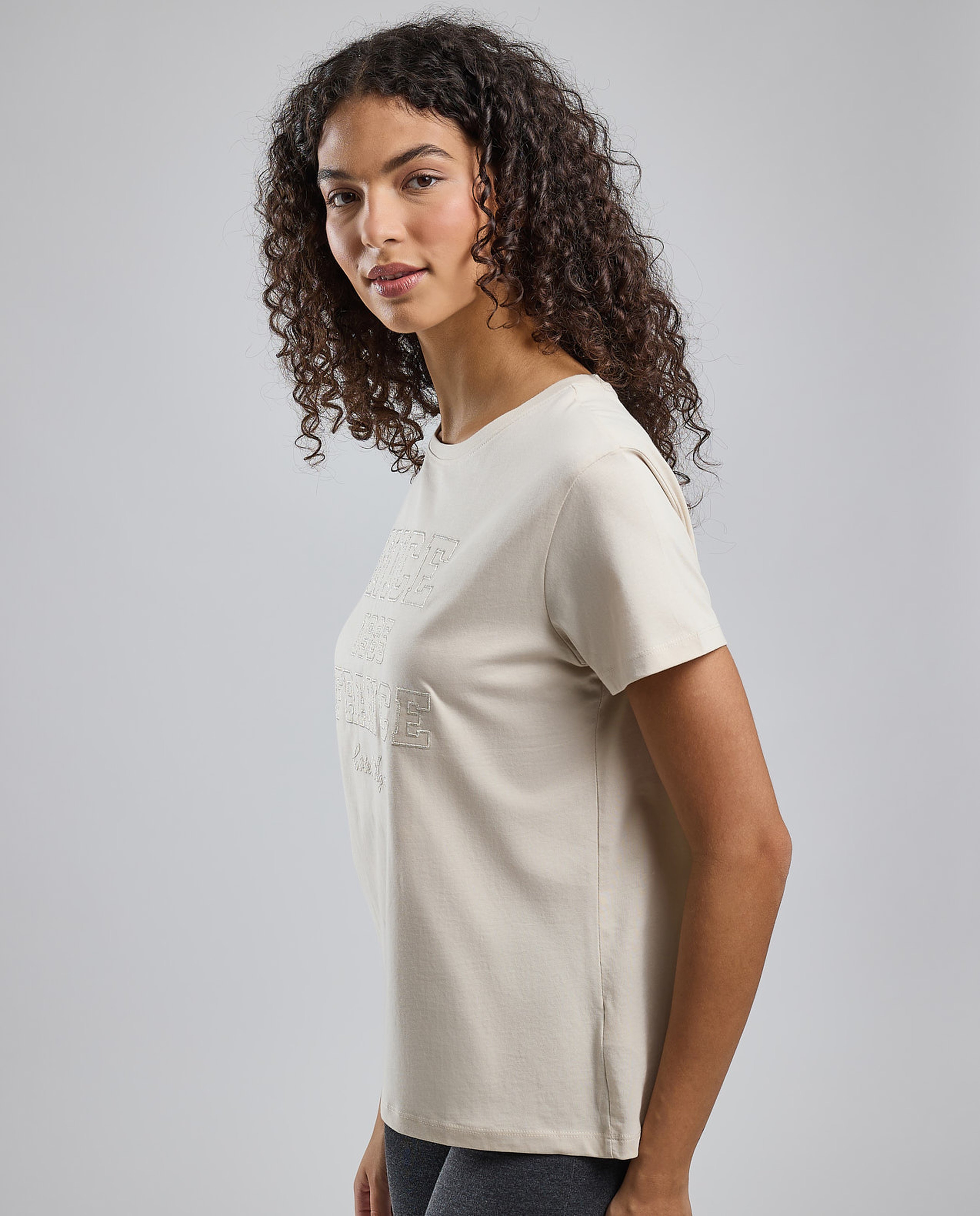 Embroidered T-Shirt with Crew Neck and Short Sleeves