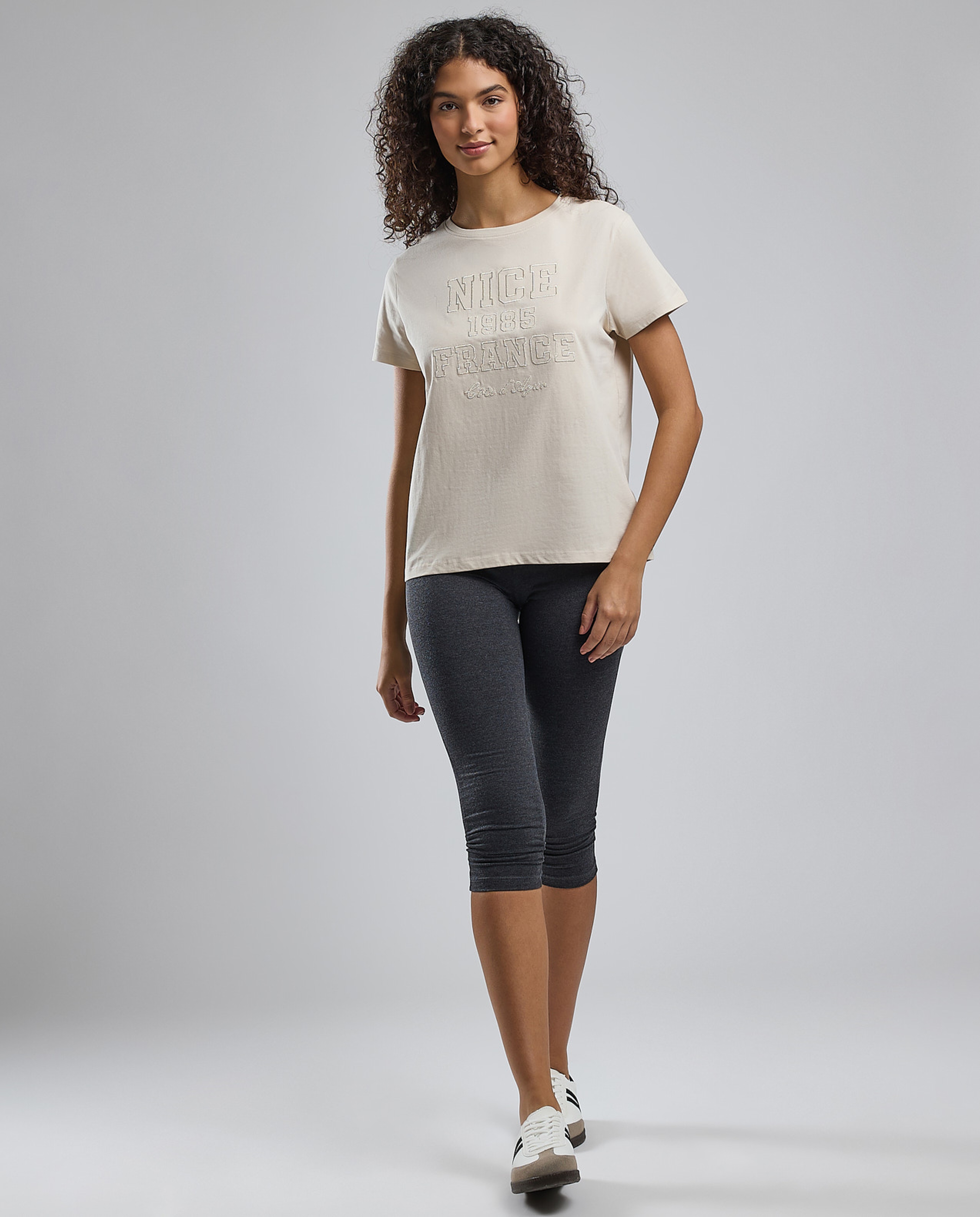 Embroidered T-Shirt with Crew Neck and Short Sleeves