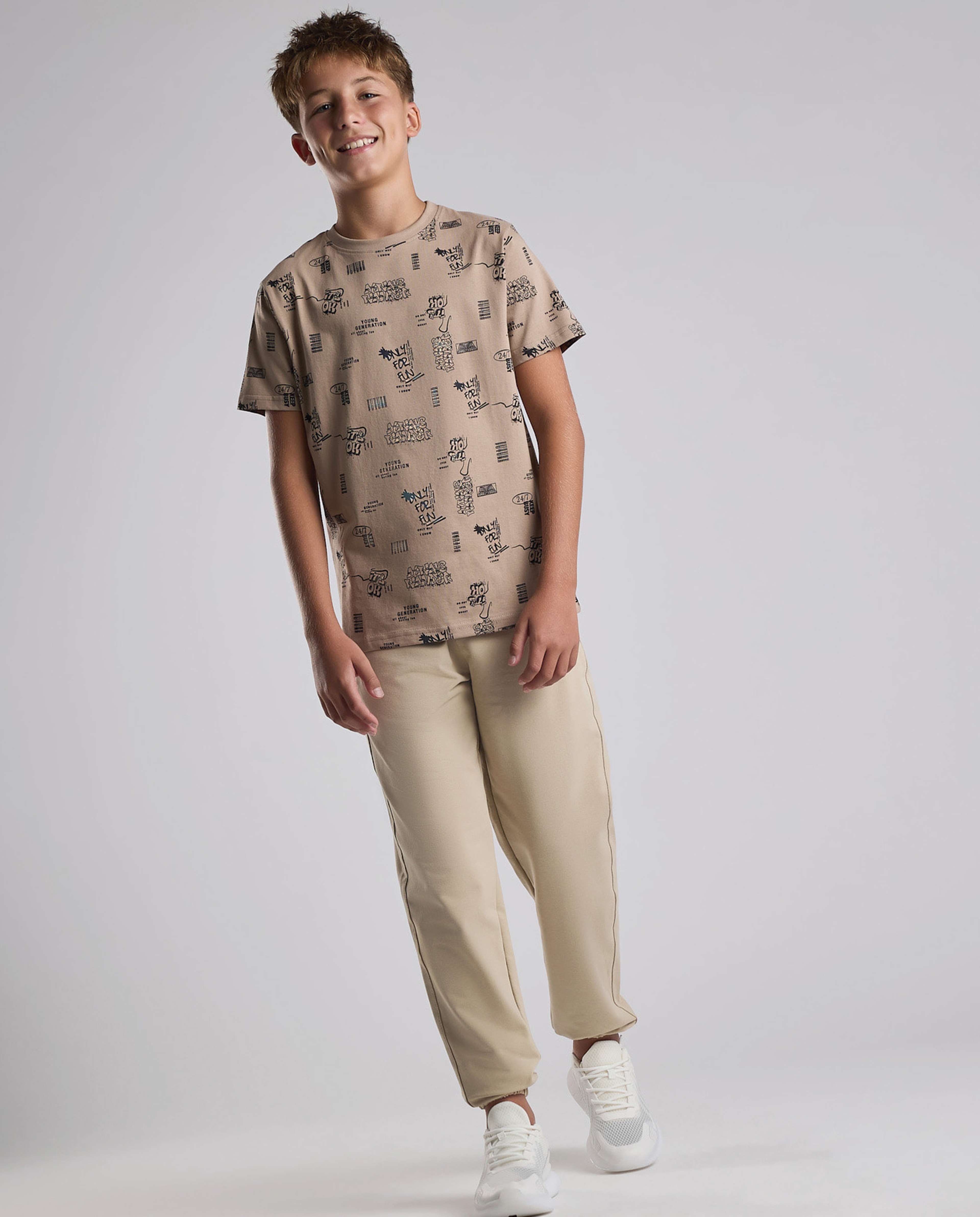 Printed T-Shirt with Crew Neck and Short Sleeves