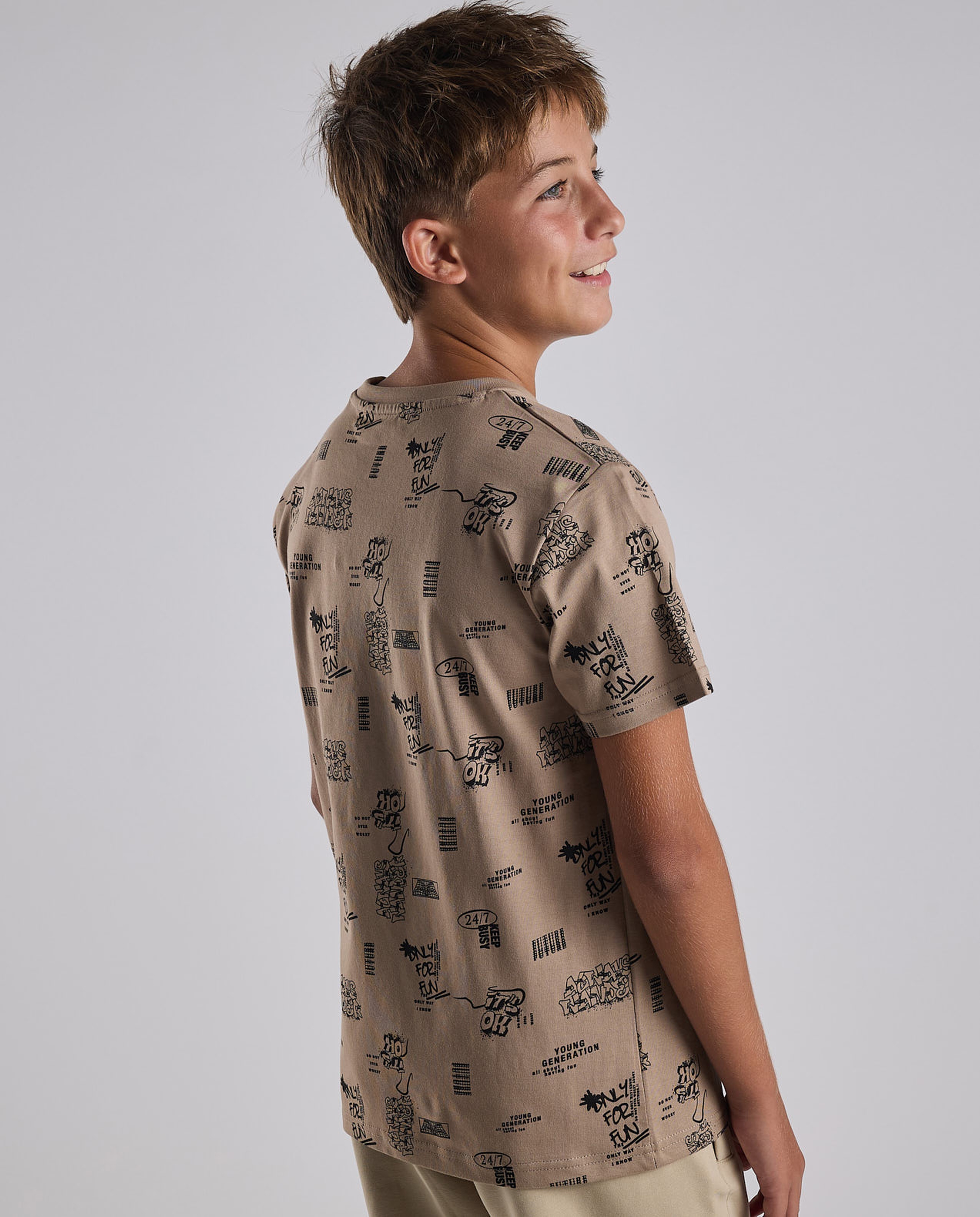 Printed T-Shirt with Crew Neck and Short Sleeves