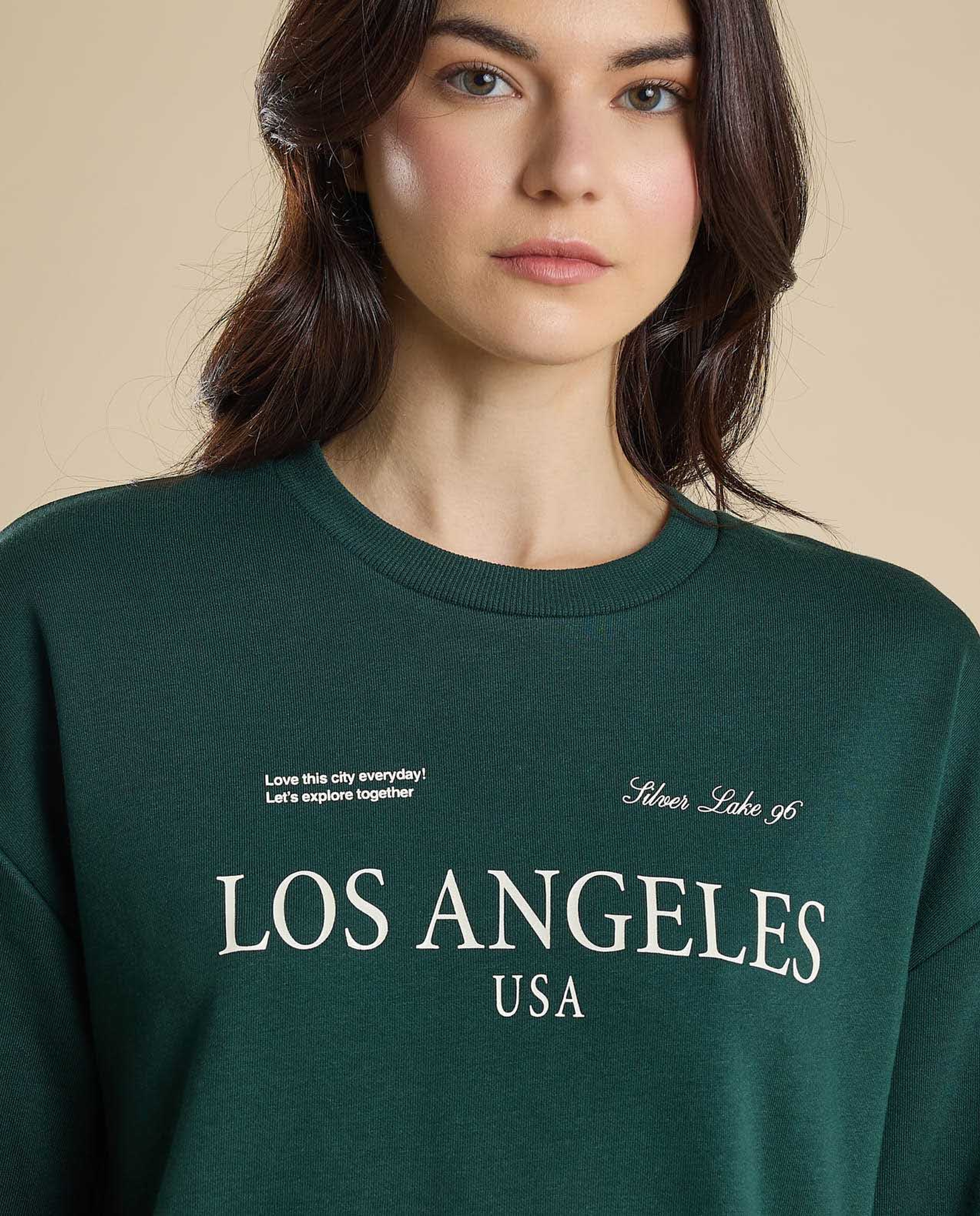 Typography Print Sweatshirt with Crew Neck and Long Sleeves