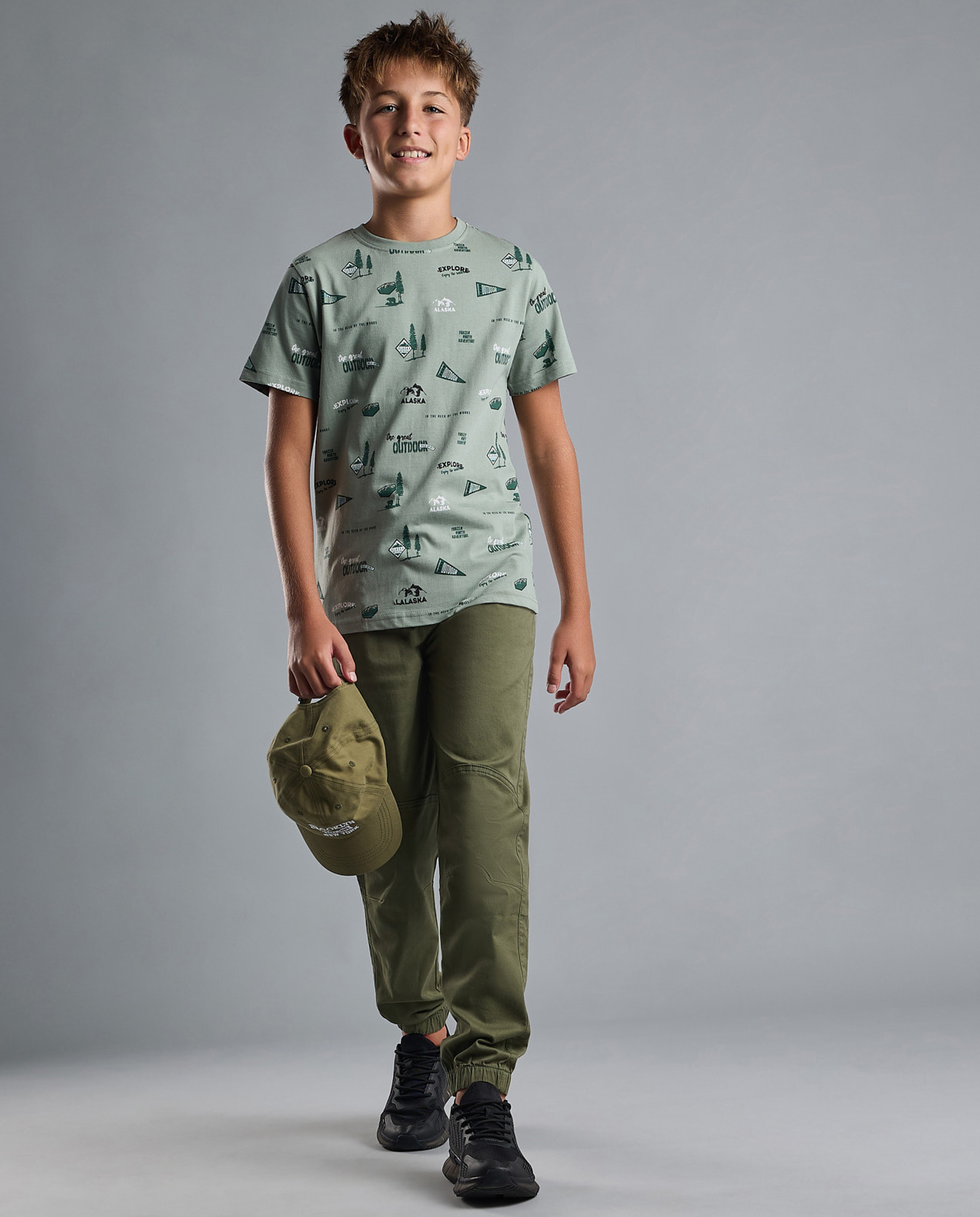 Printed T-Shirt with Crew Neck and Short Sleeves