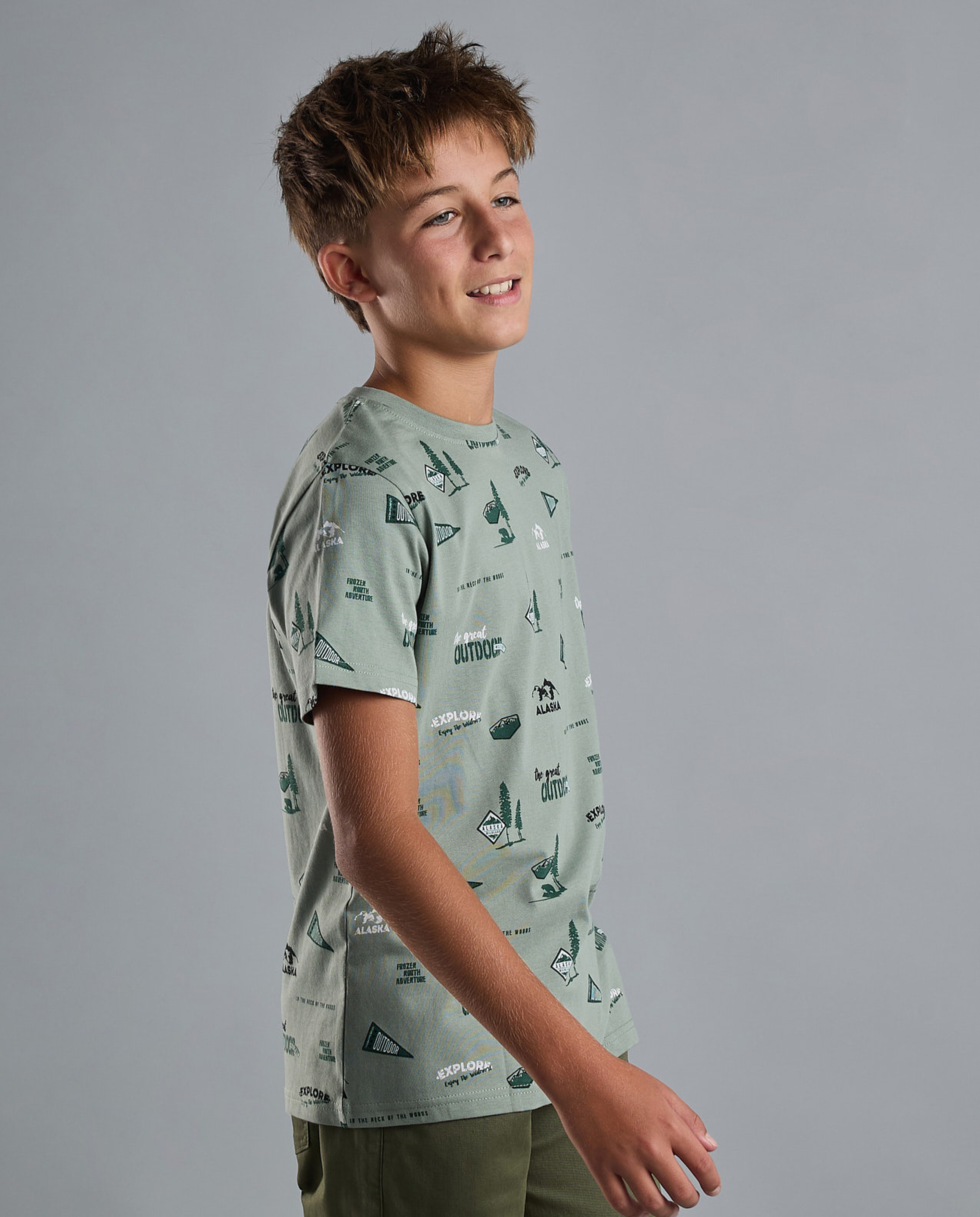 Printed T-Shirt with Crew Neck and Short Sleeves