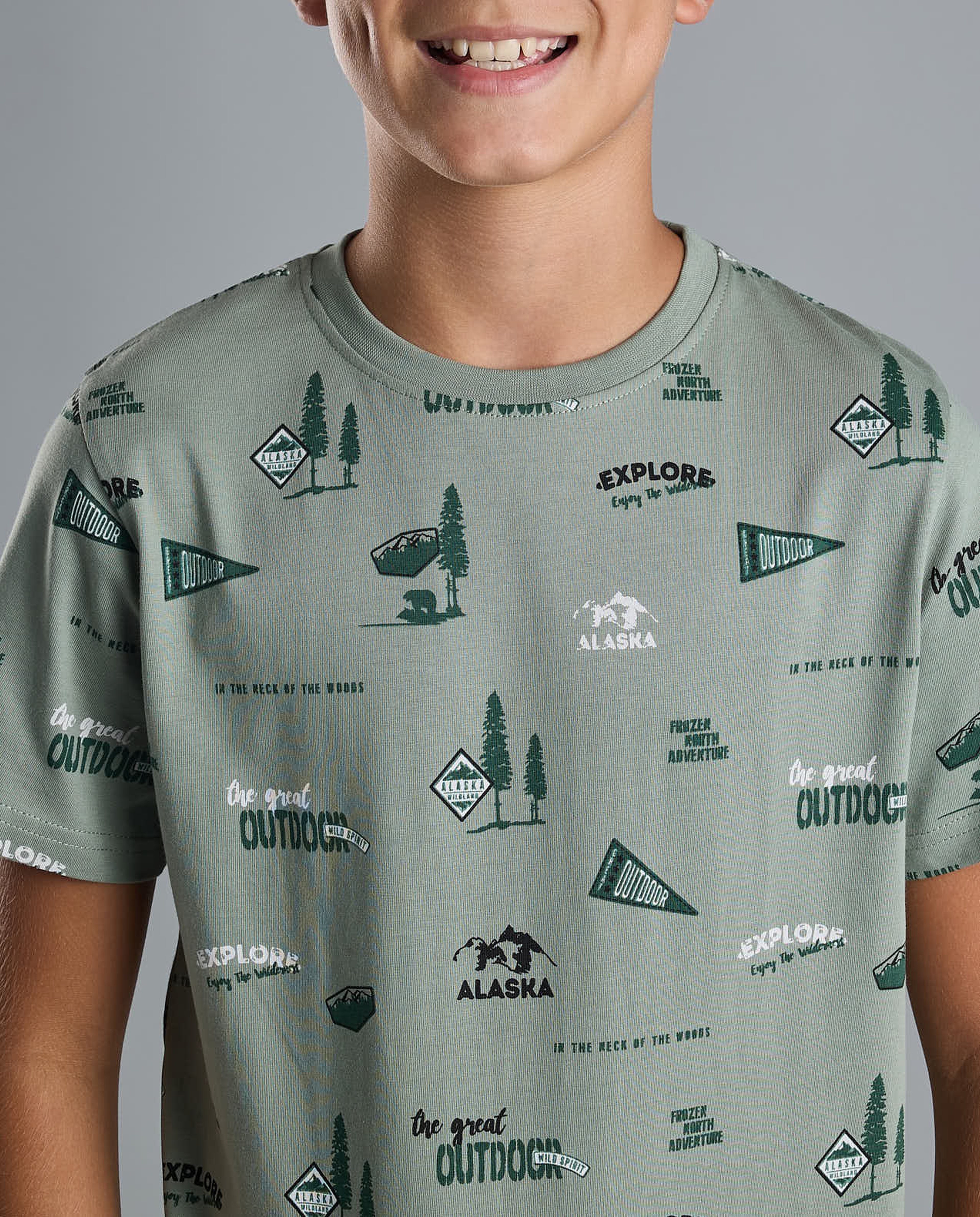 Printed T-Shirt with Crew Neck and Short Sleeves