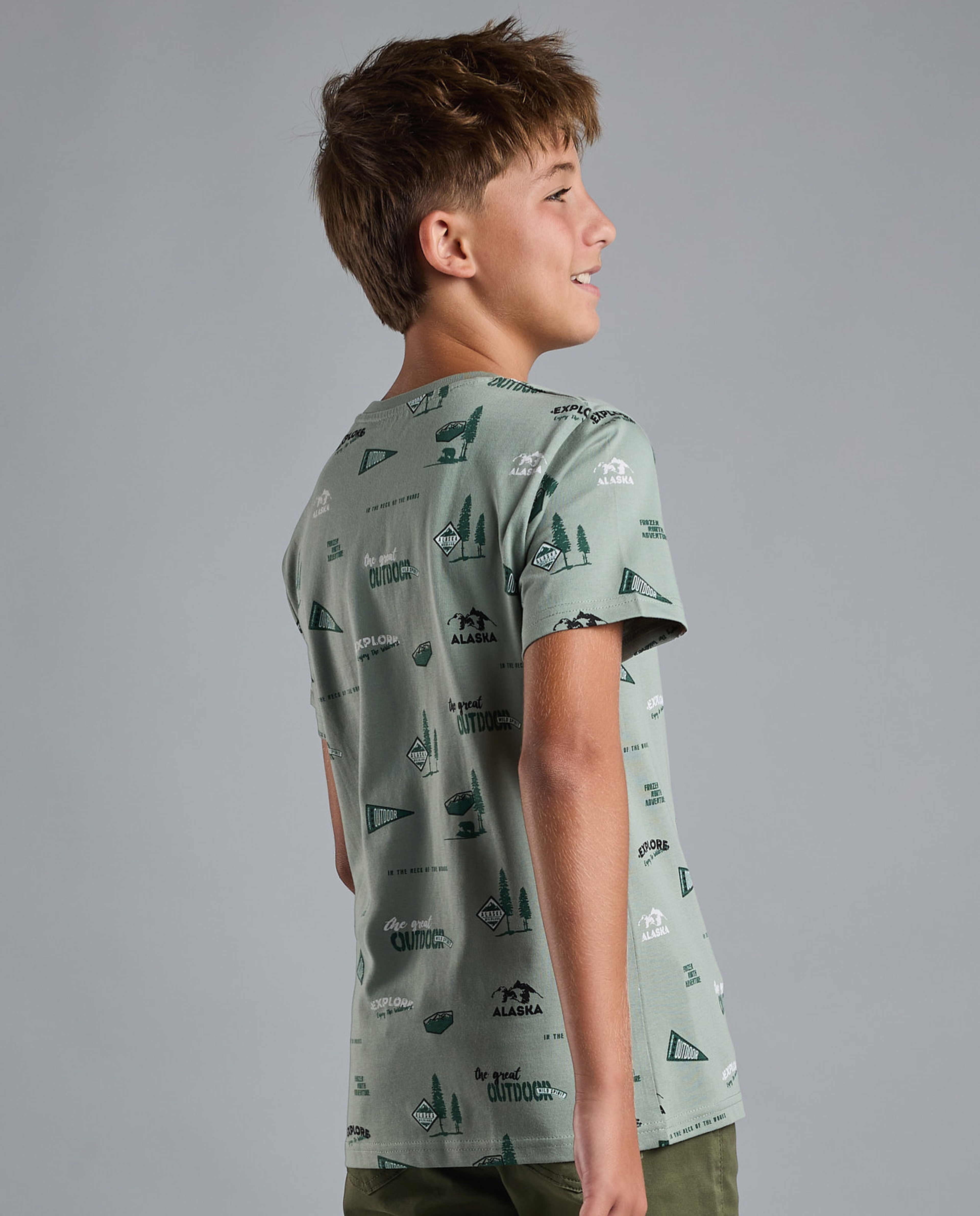 Printed T-Shirt with Crew Neck and Short Sleeves