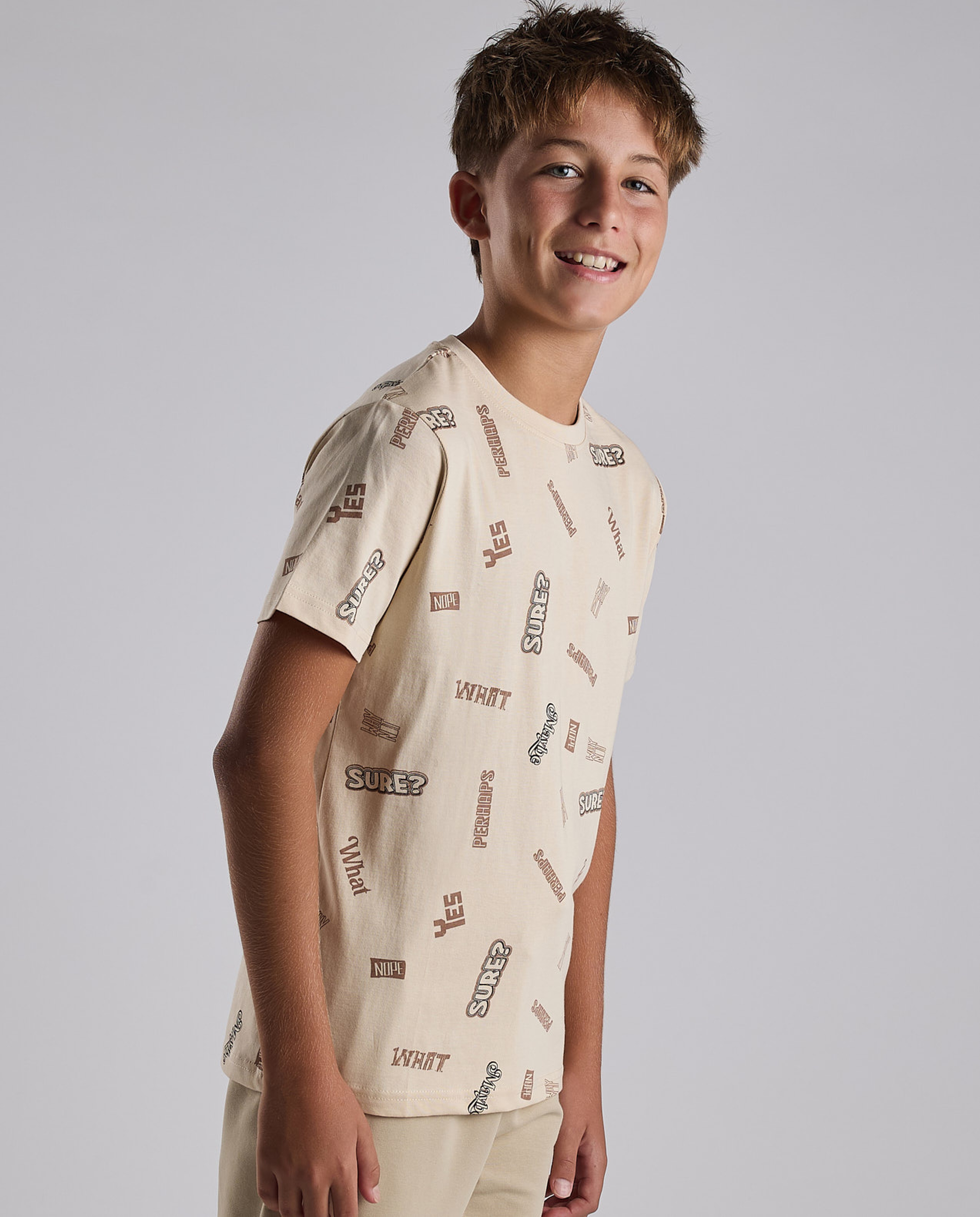 Printed T-Shirt with Crew Neck and Short Sleeves