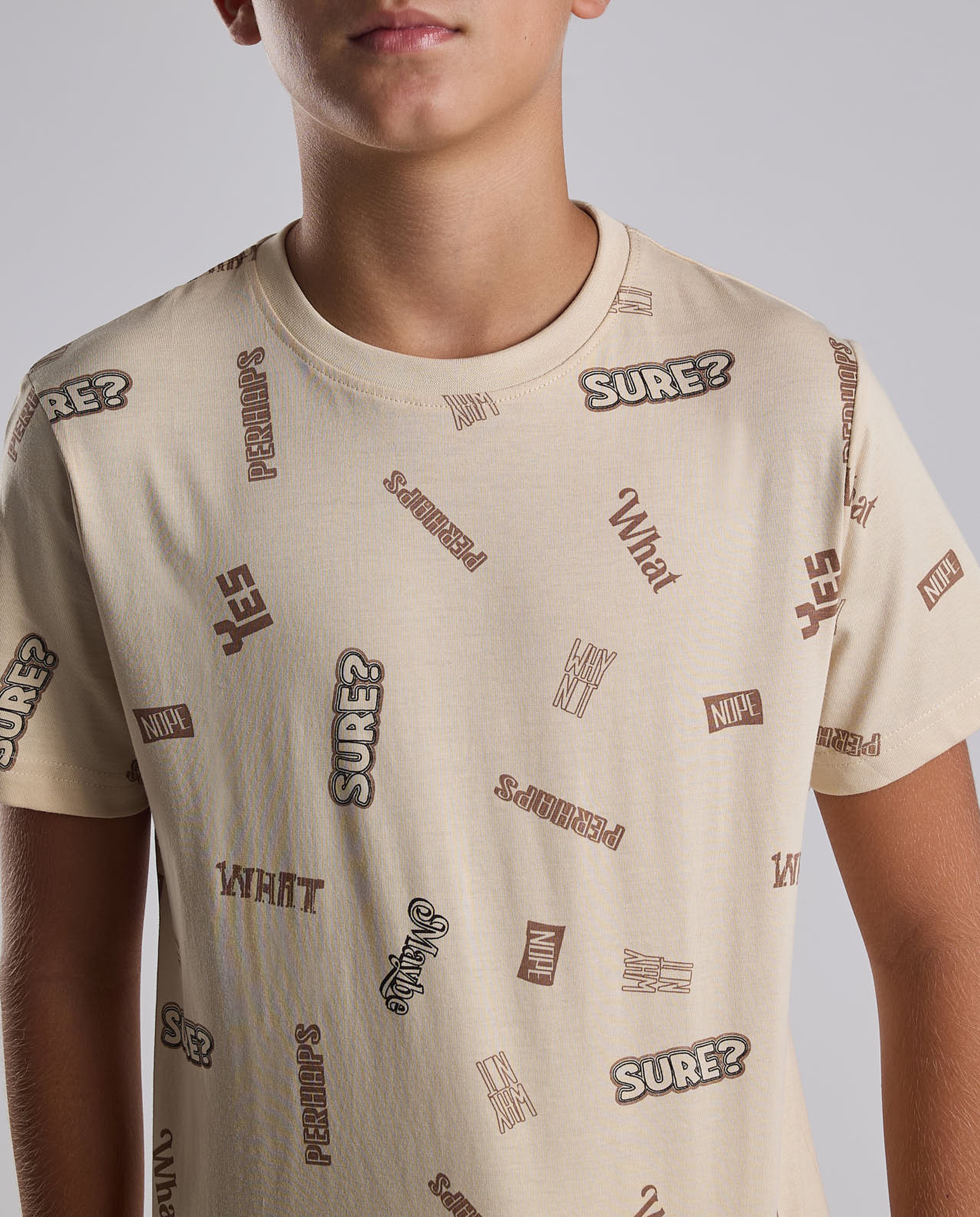 Printed T-Shirt with Crew Neck and Short Sleeves