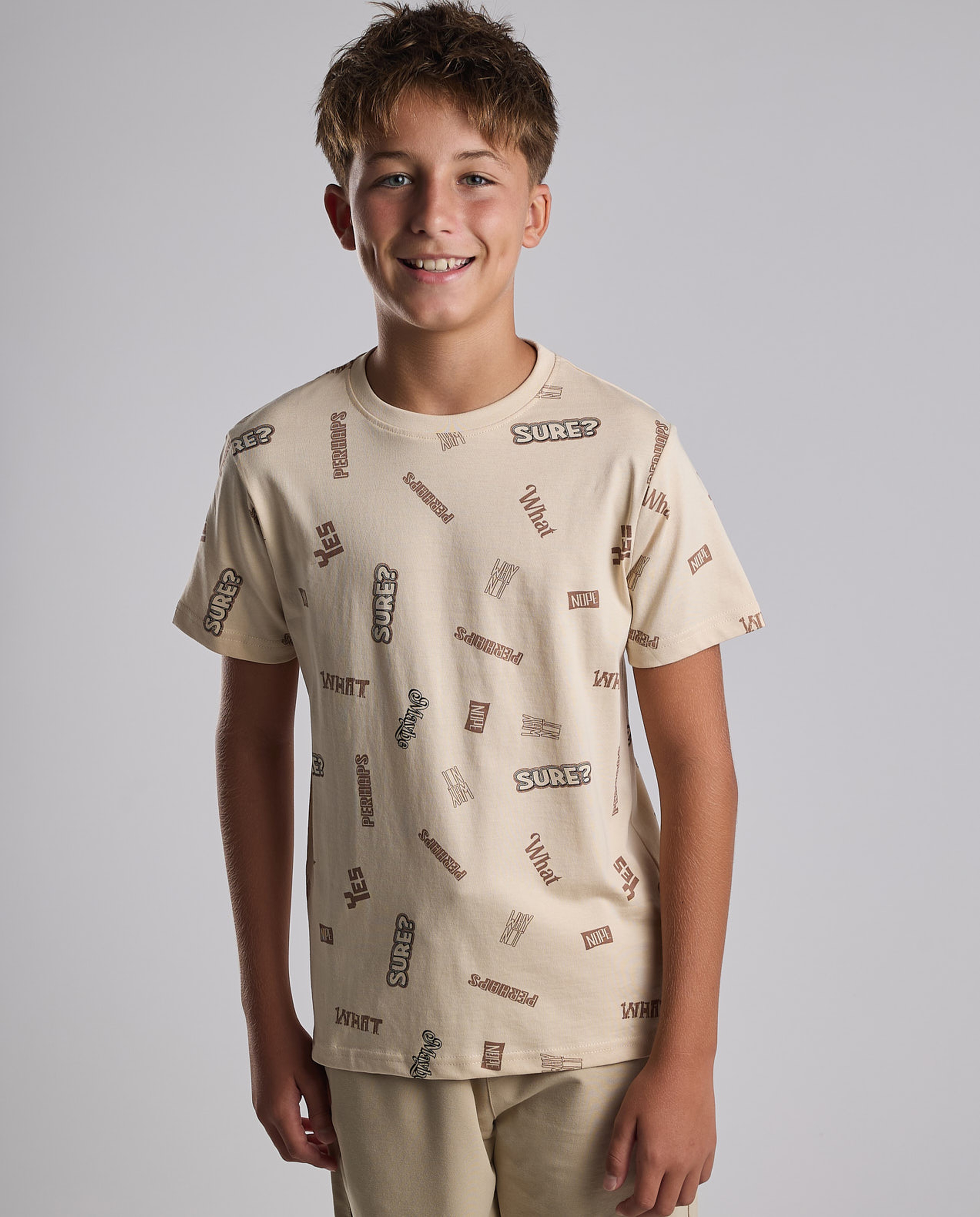 Printed T-Shirt with Crew Neck and Short Sleeves