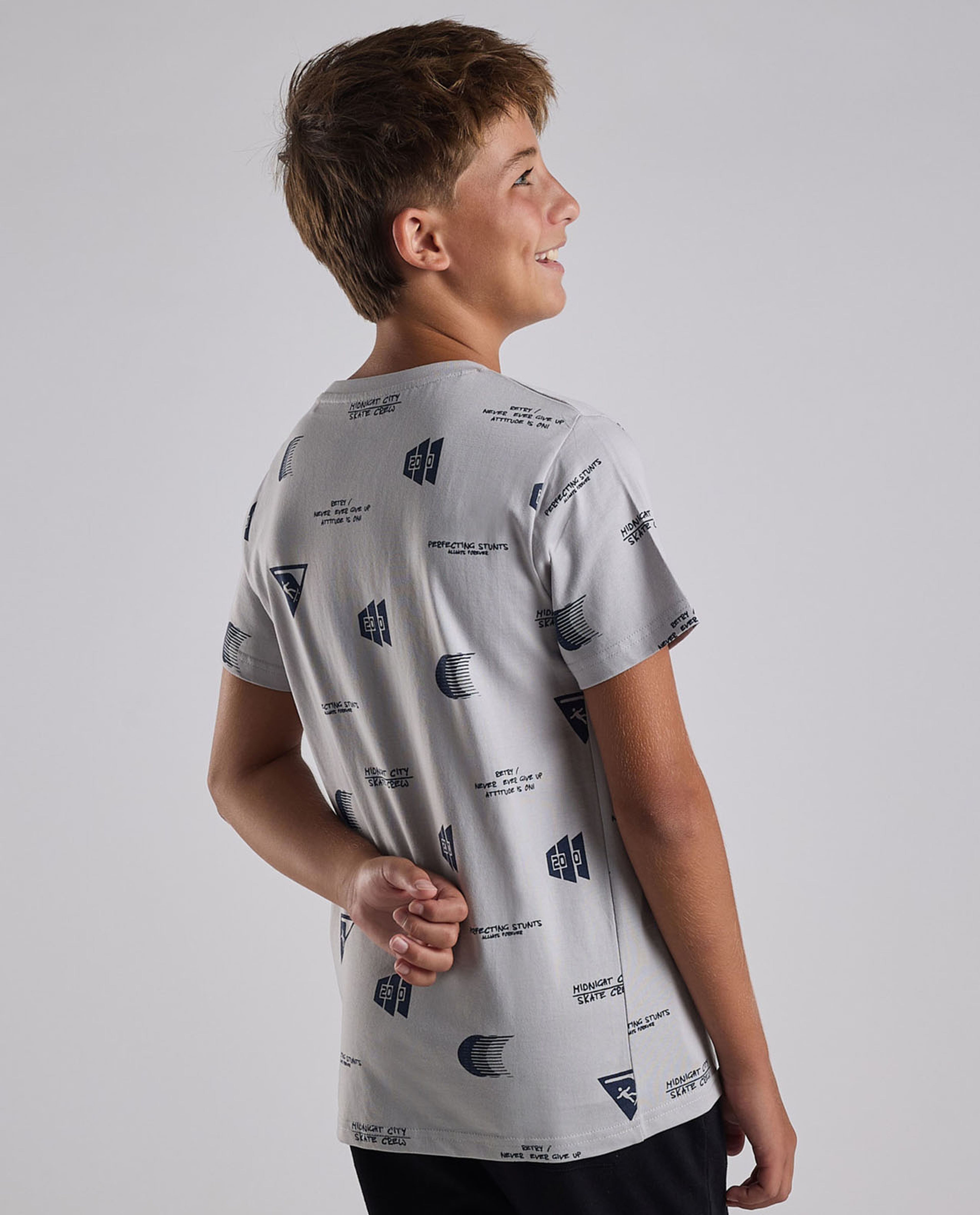 Printed T-Shirt with Crew Neck and Short Sleeves