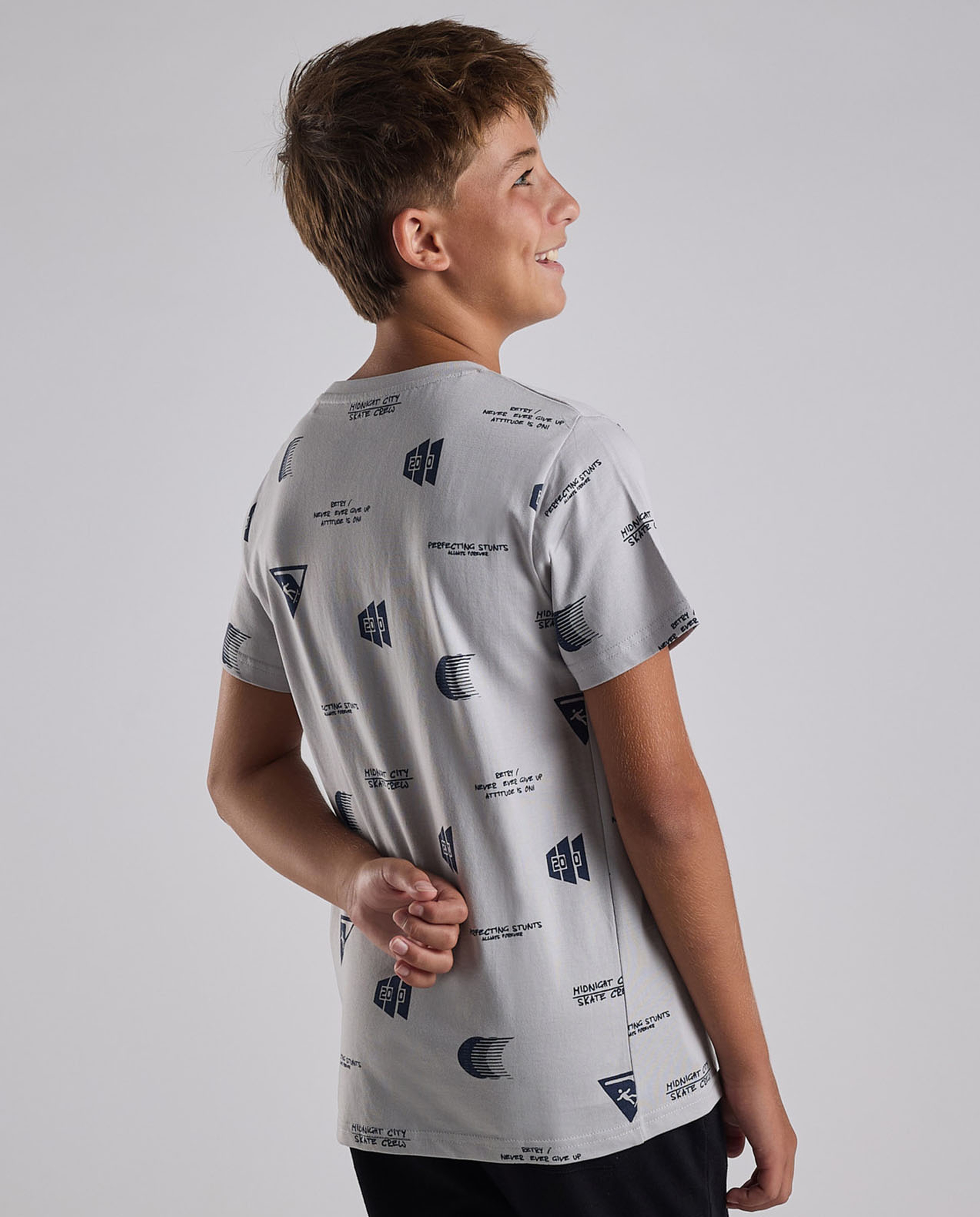 Printed T-Shirt with Crew Neck and Short Sleeves