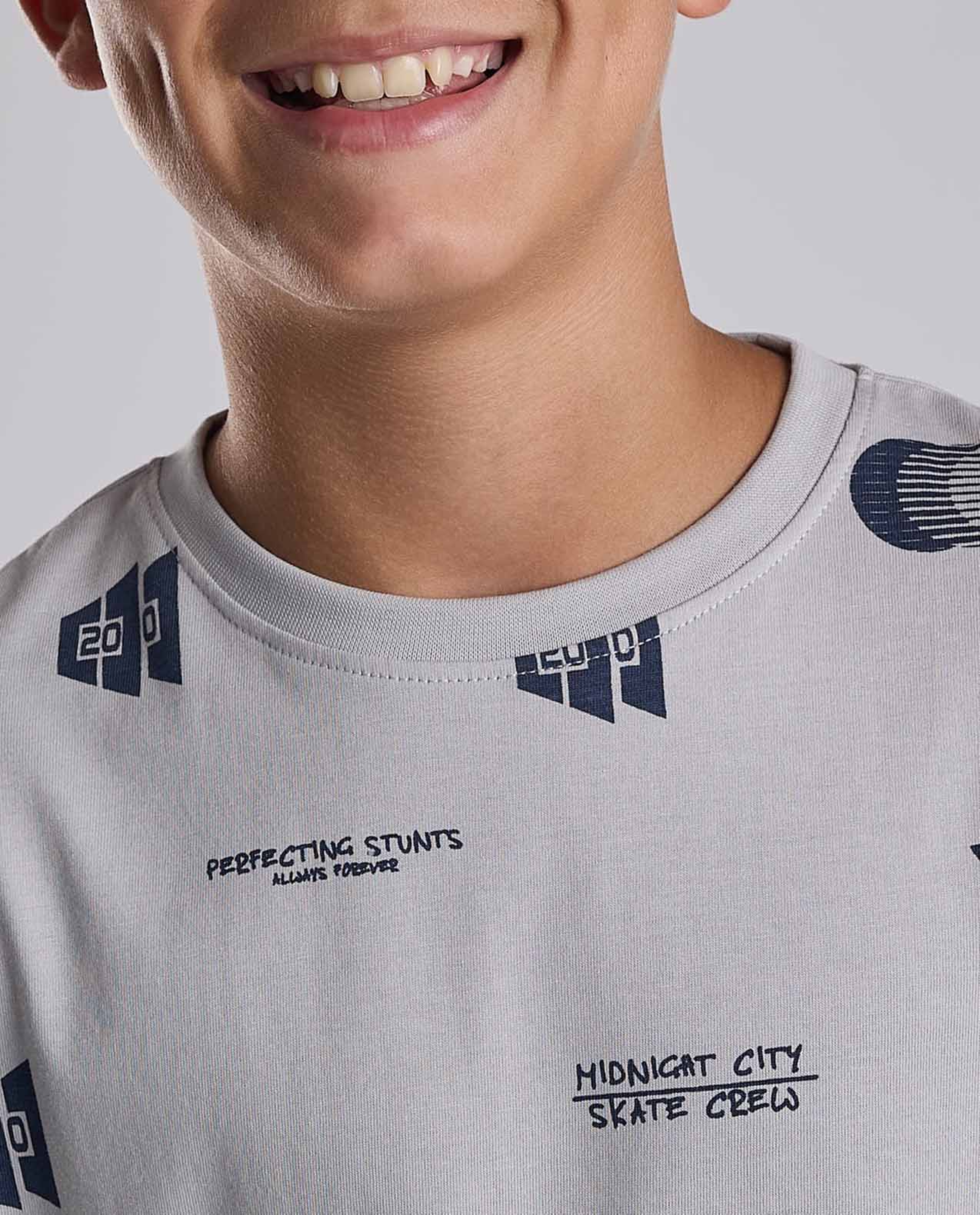 Printed T-Shirt with Crew Neck and Short Sleeves