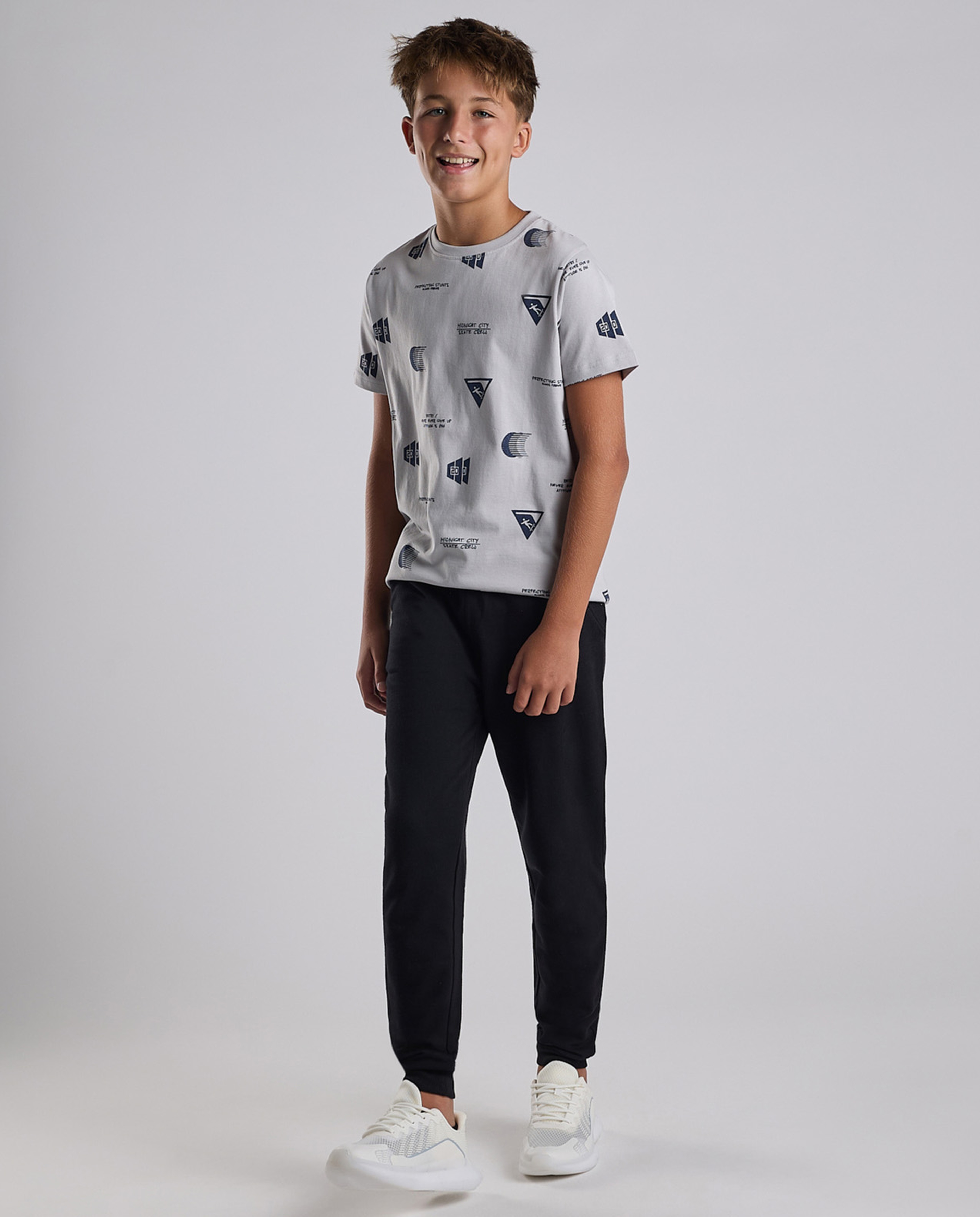 Printed T-Shirt with Crew Neck and Short Sleeves