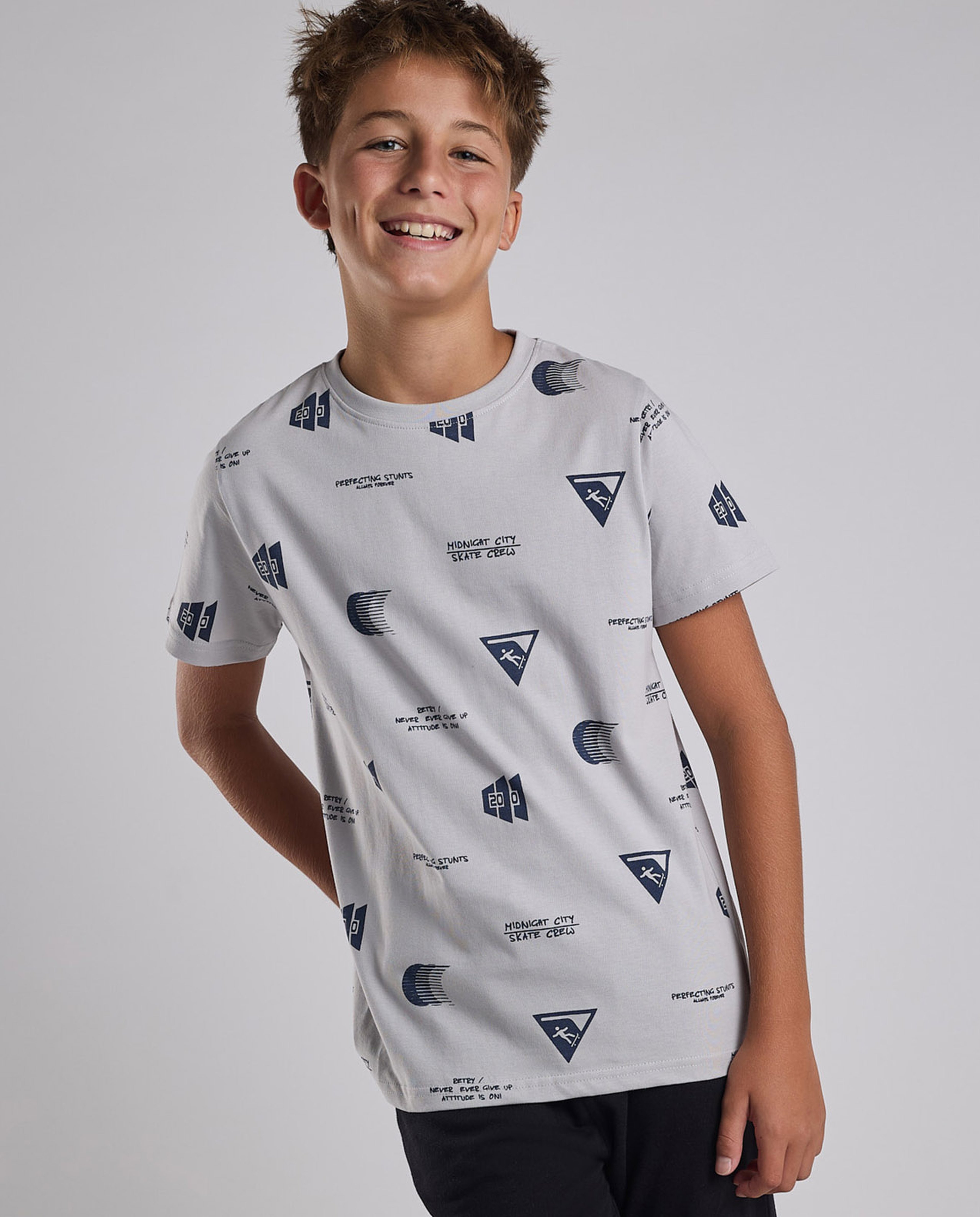 Printed T-Shirt with Crew Neck and Short Sleeves