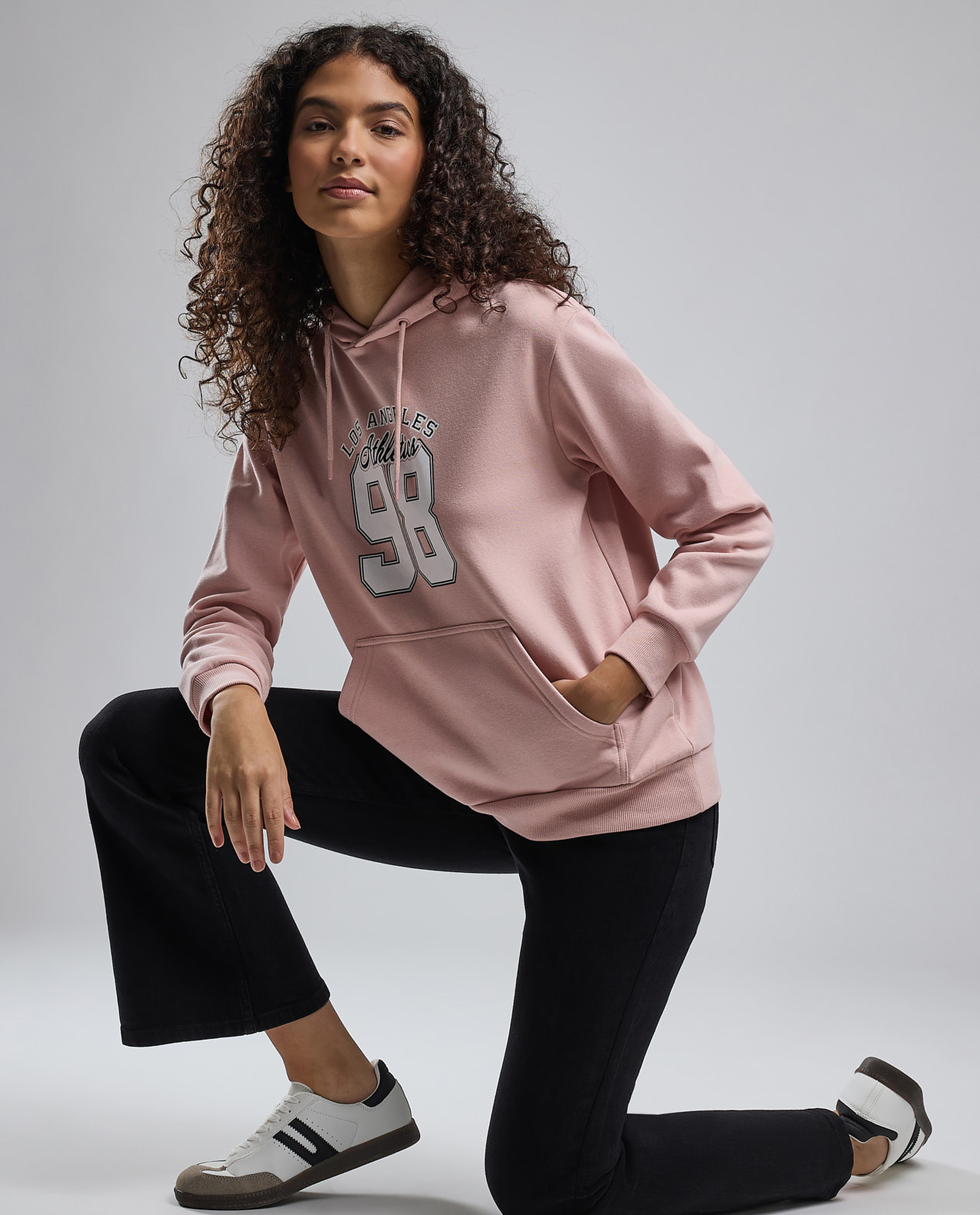 Printed Hoodie with Long Sleeves