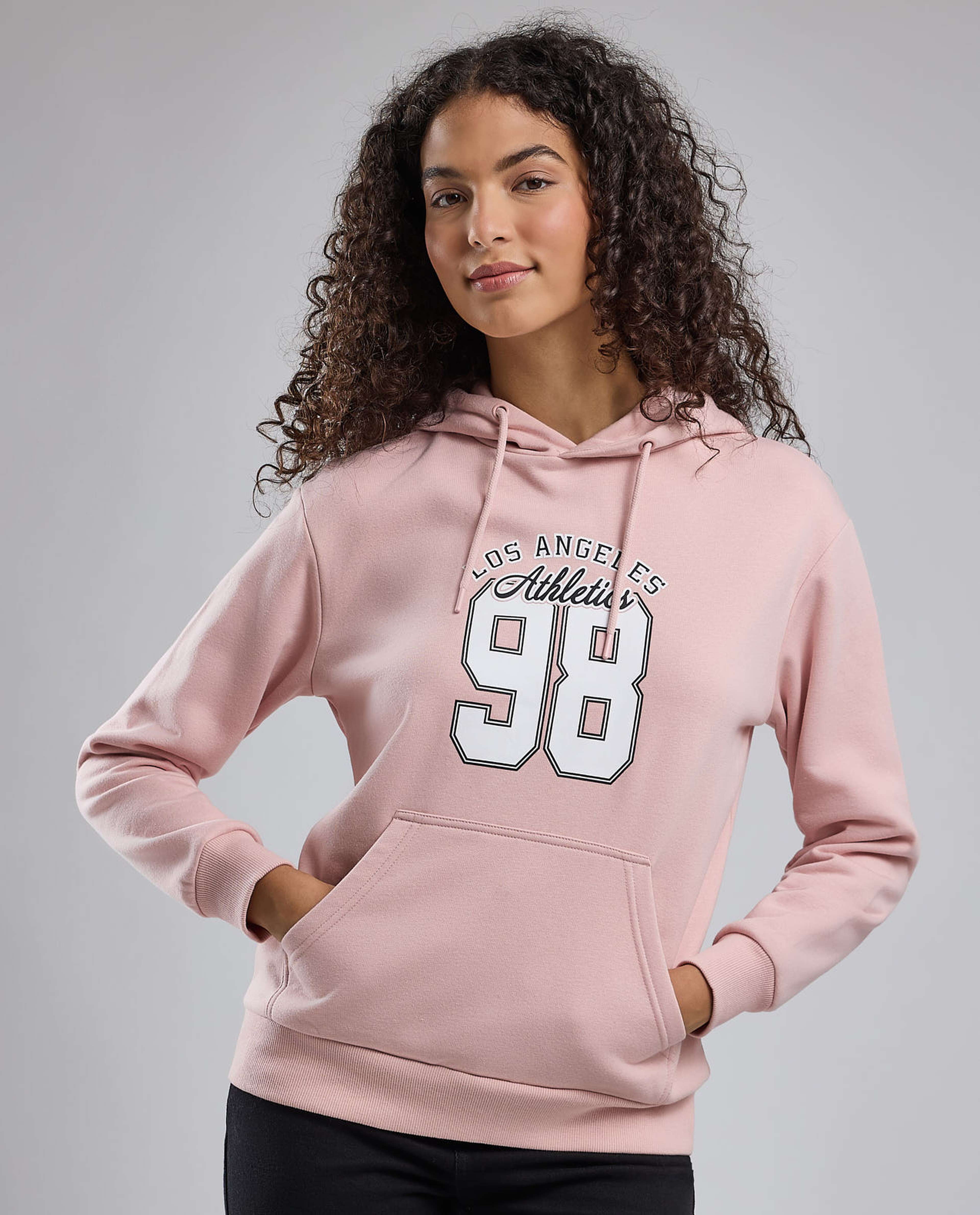 Printed Hoodie with Long Sleeves