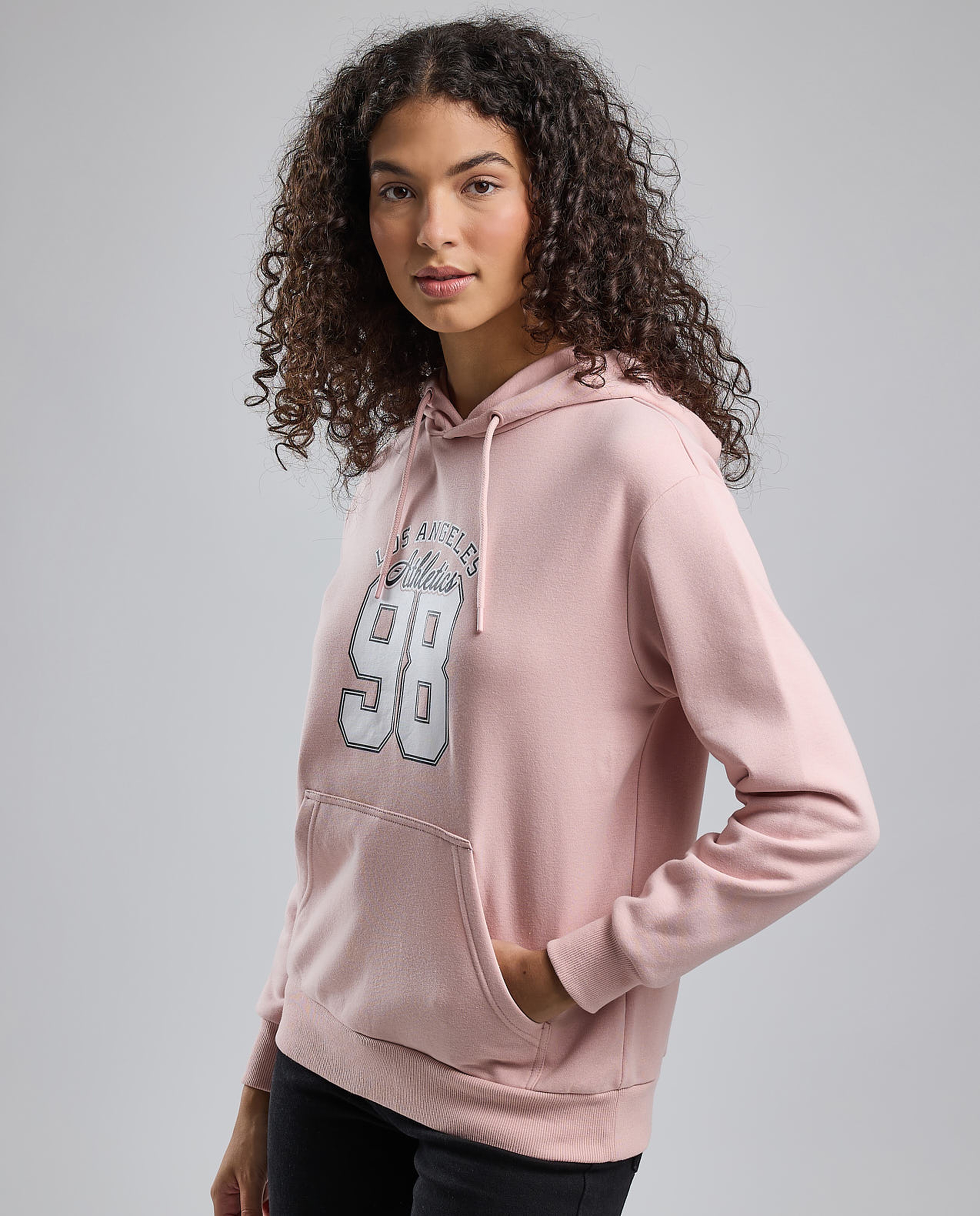 Printed Hoodie with Long Sleeves