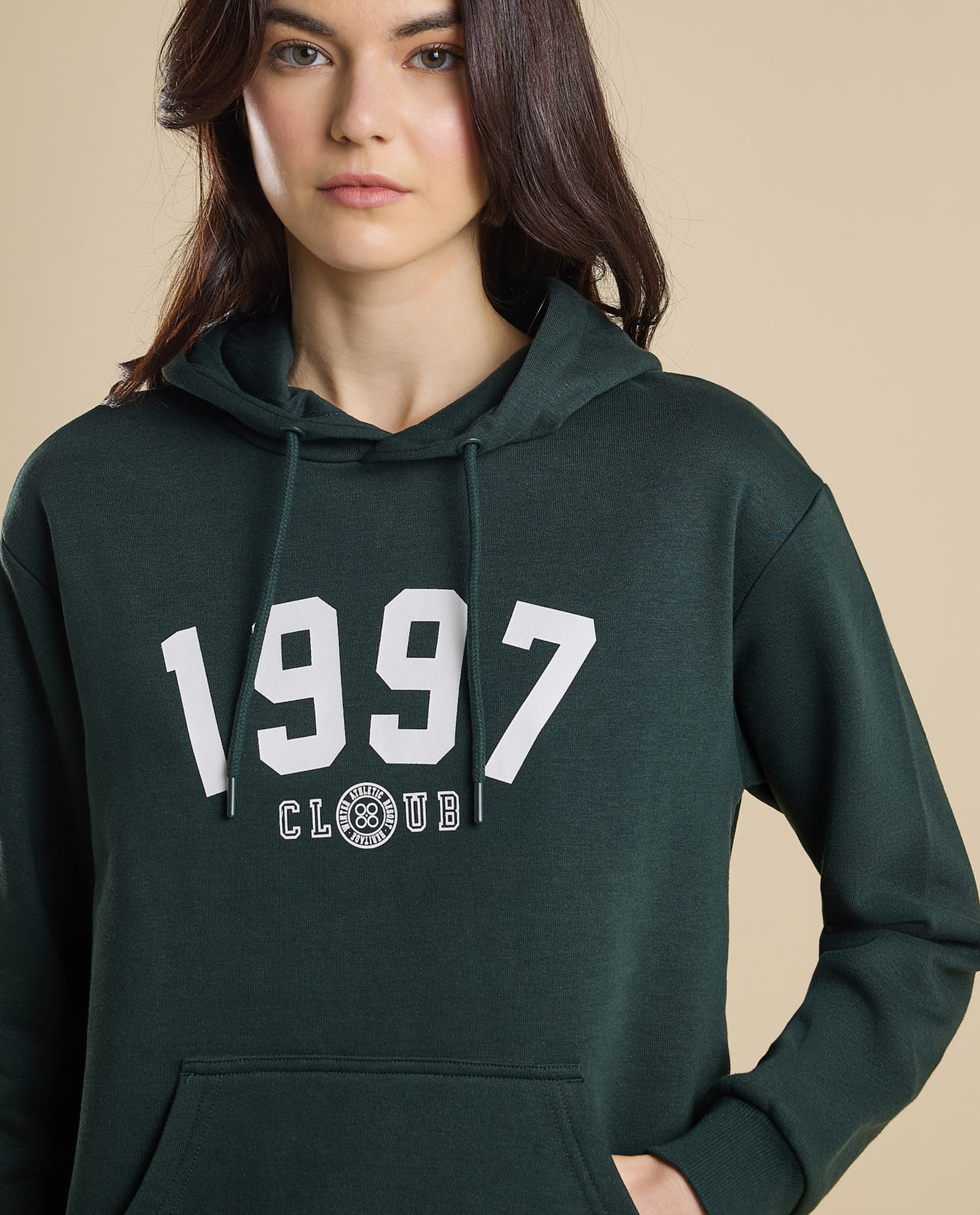 Printed Hoodie with Long Sleeves