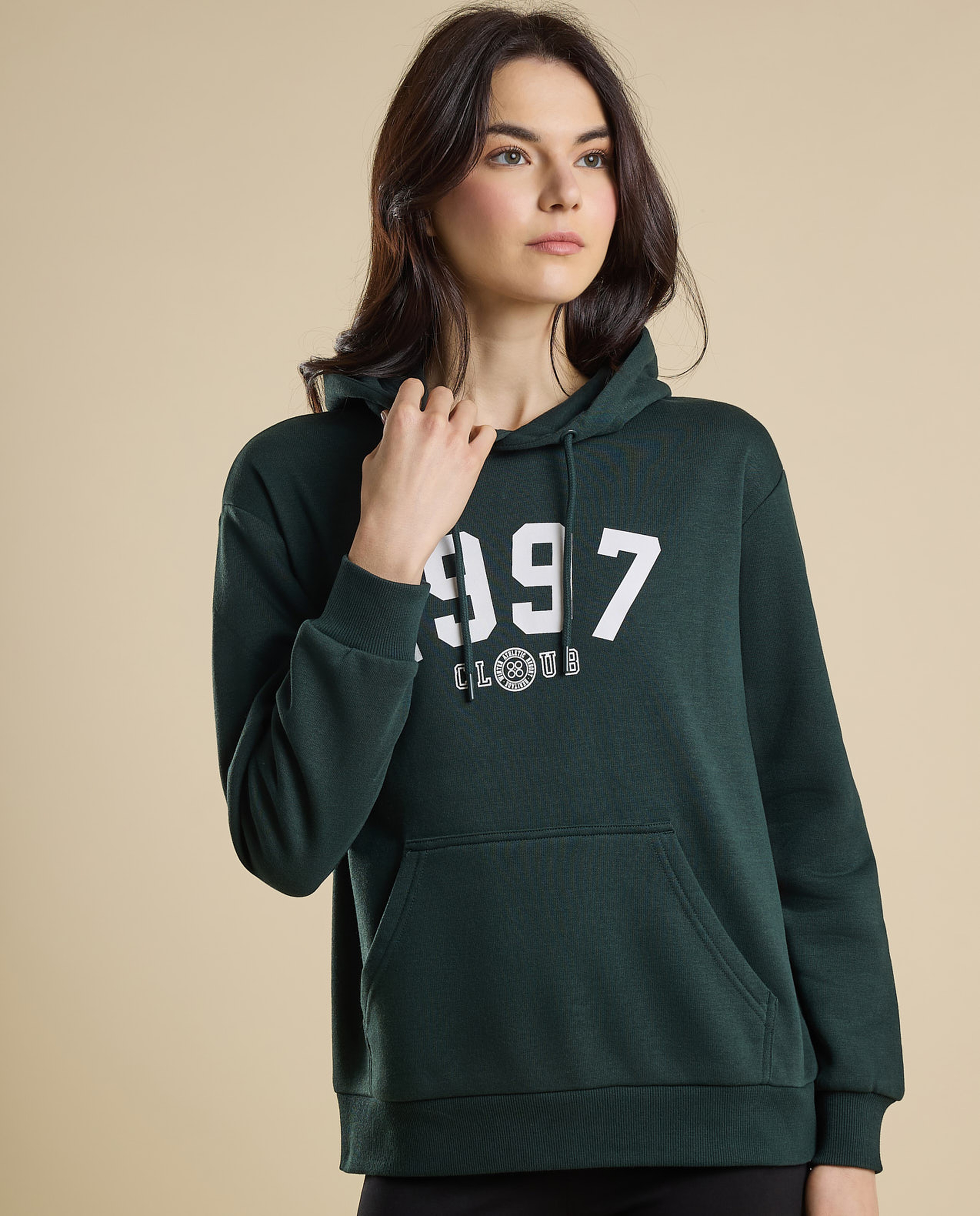 Printed Hoodie with Long Sleeves