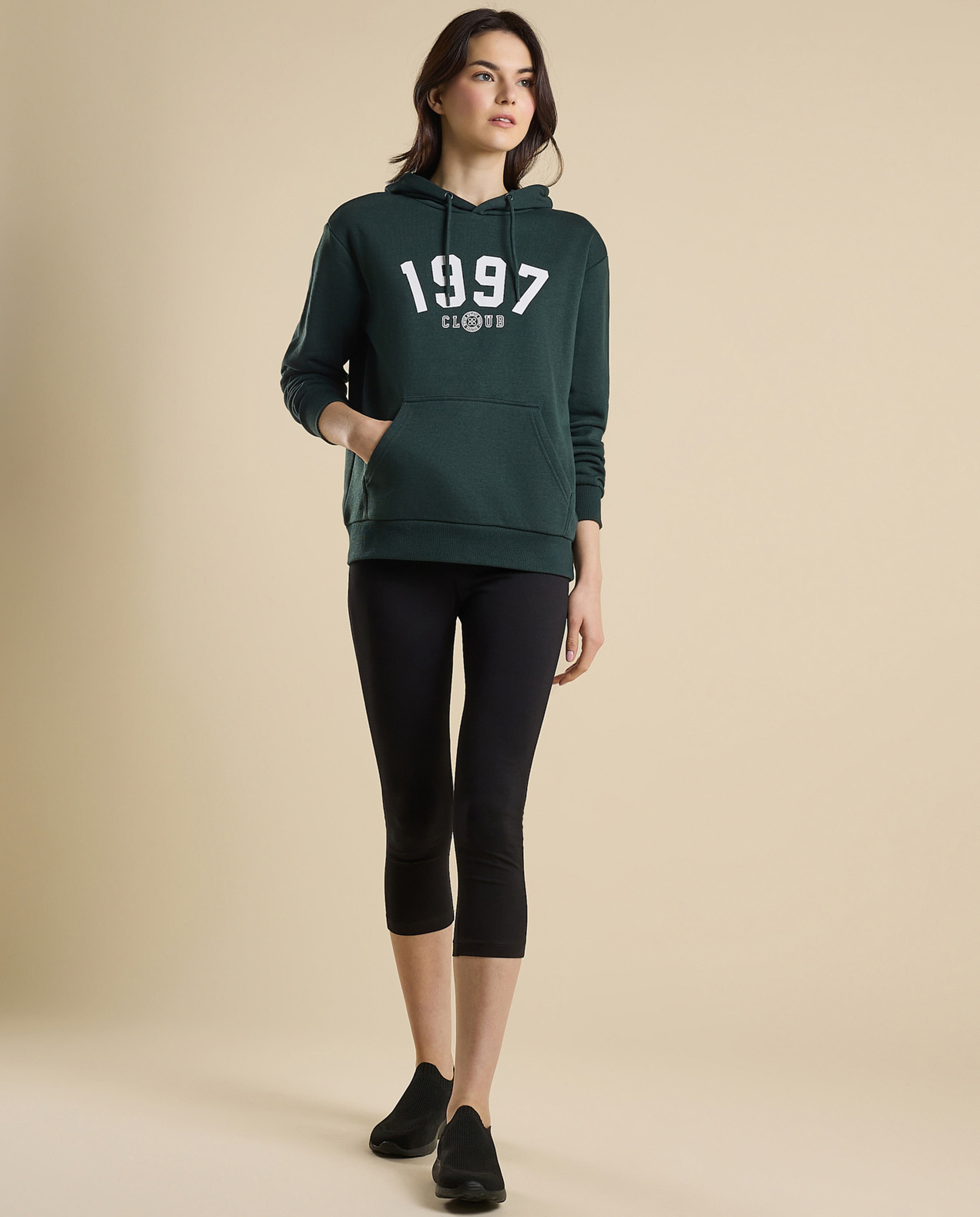 Printed Hoodie with Long Sleeves