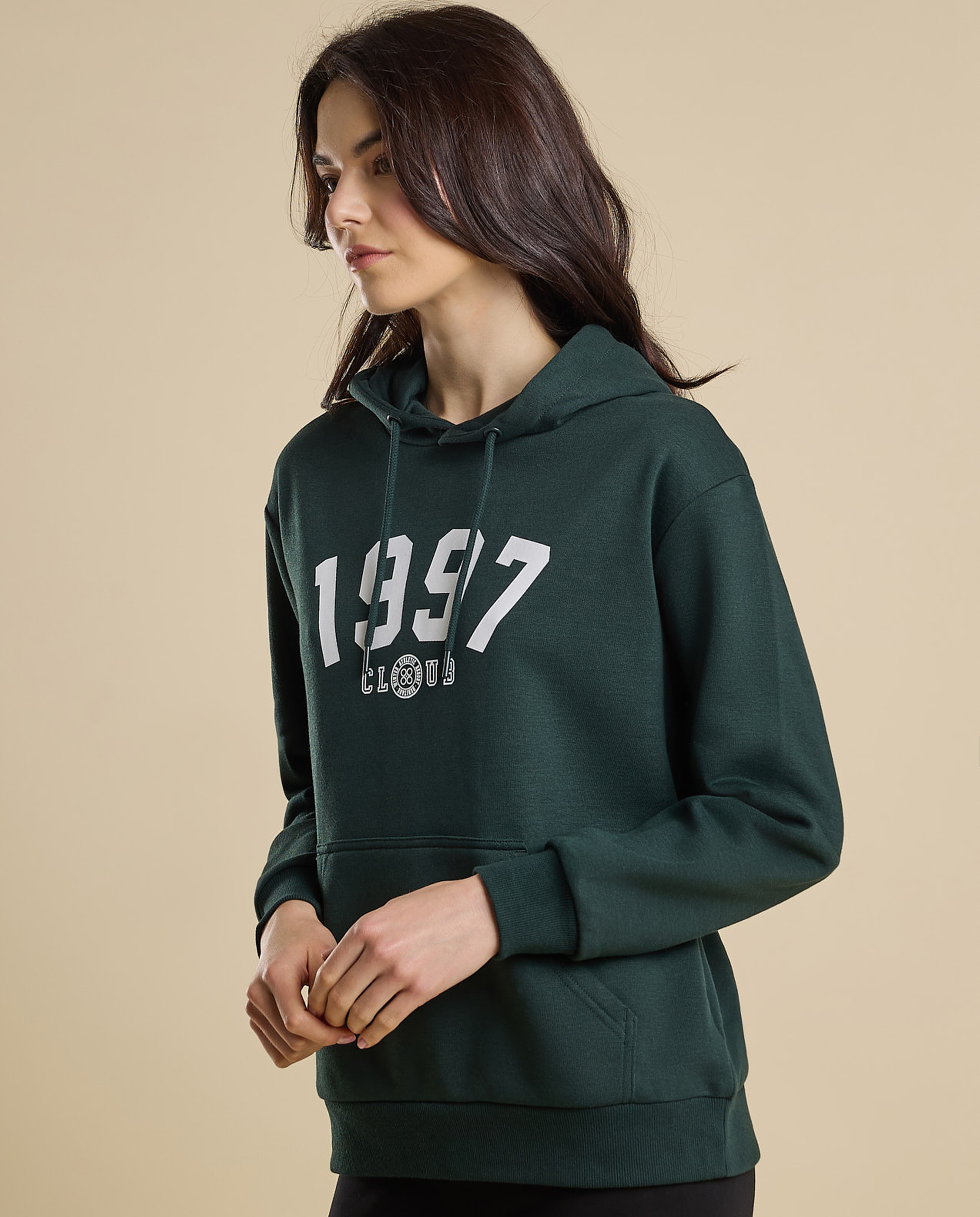 Printed Hoodie with Long Sleeves