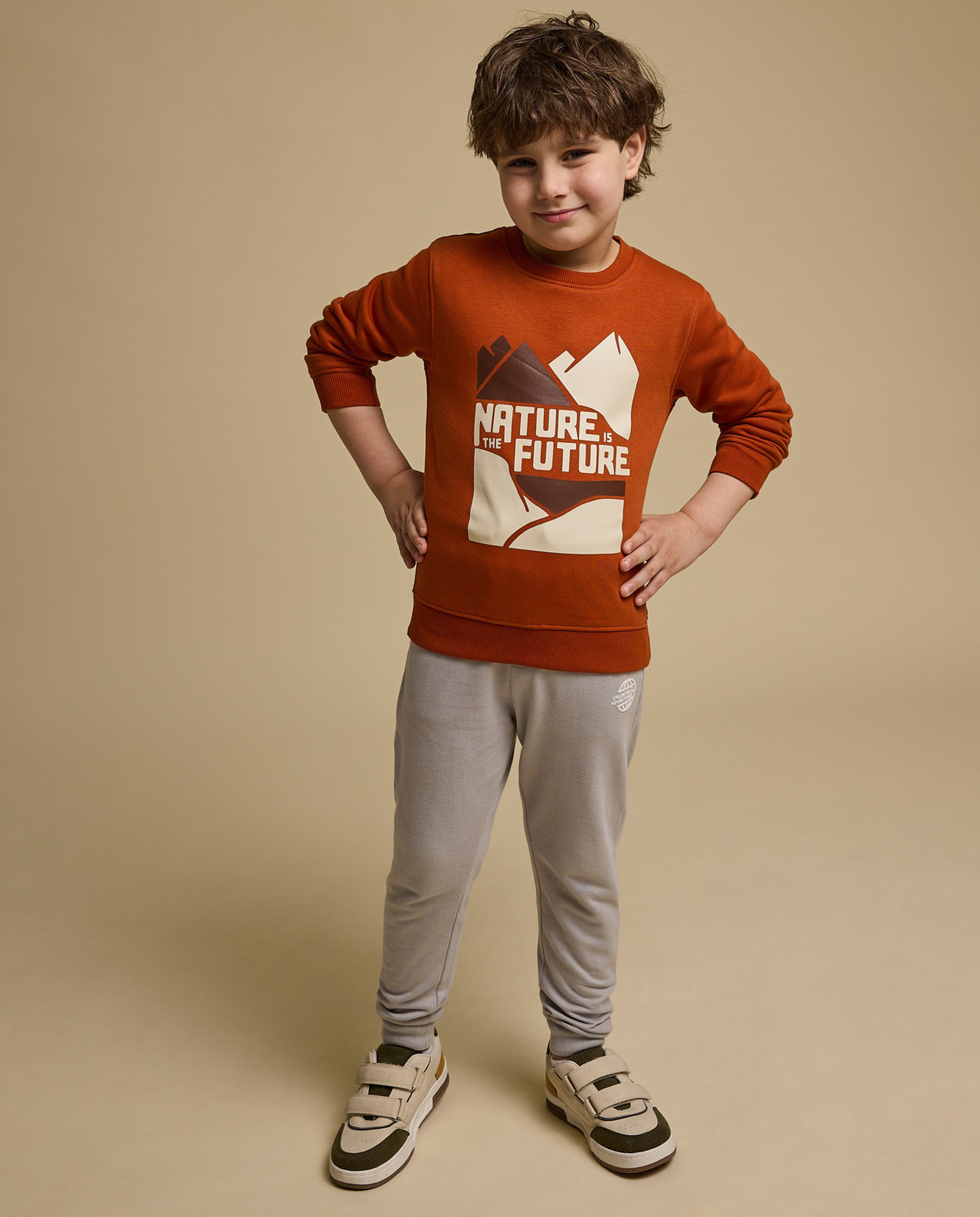 Printed Sweatshirt with Crew Neck and Long Sleeves