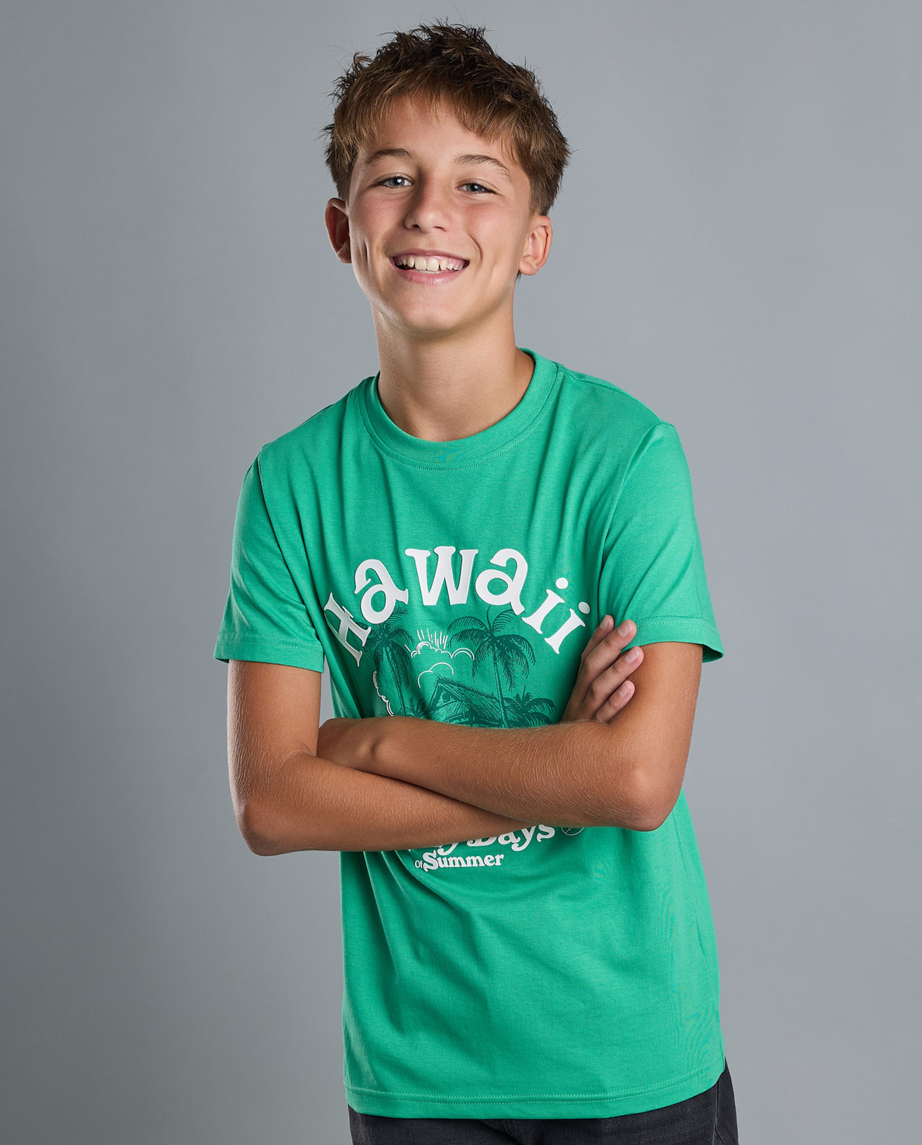 Graphic Print T-Shirt with Crew Neck and Short Sleeves