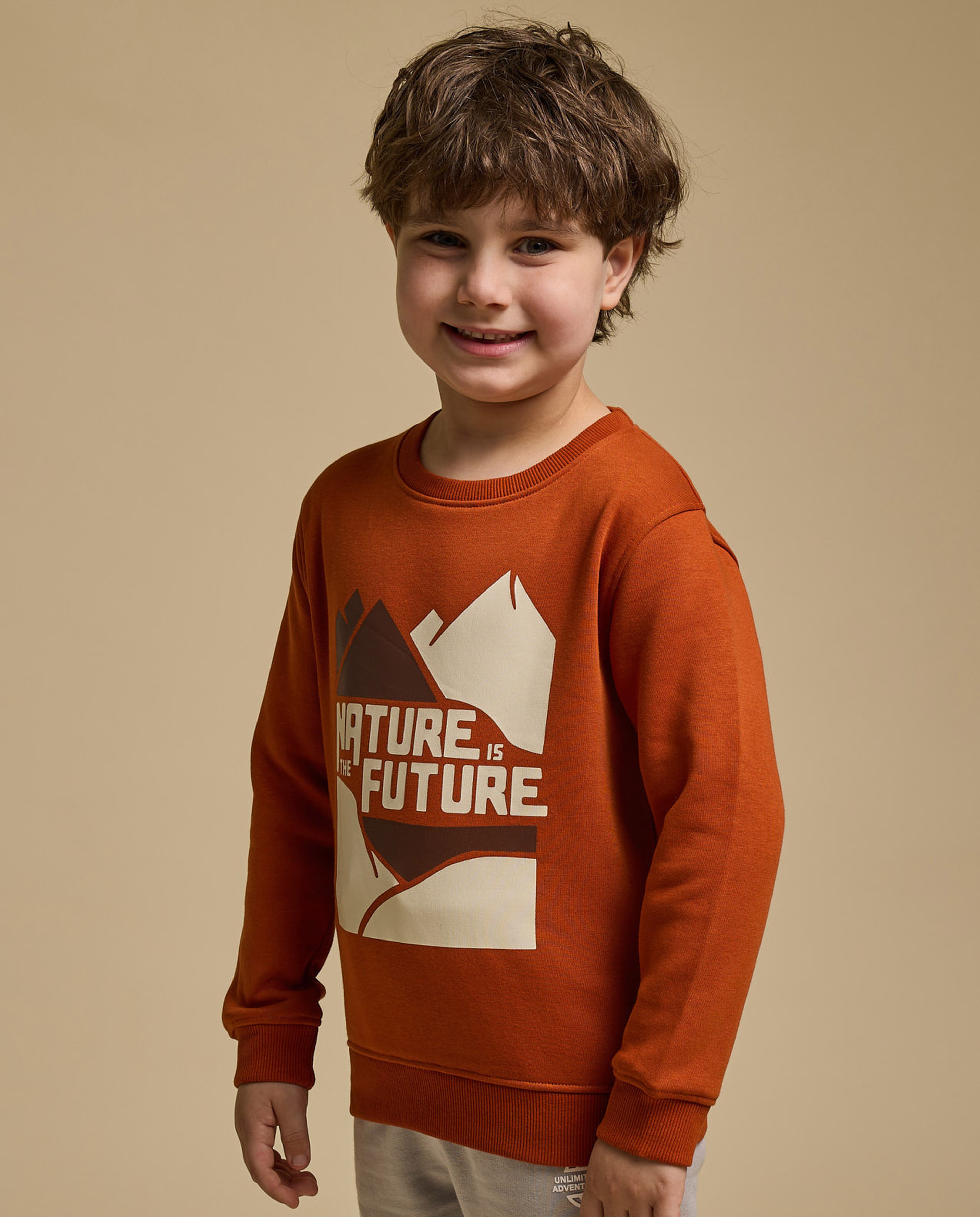 Printed Sweatshirt with Crew Neck and Long Sleeves