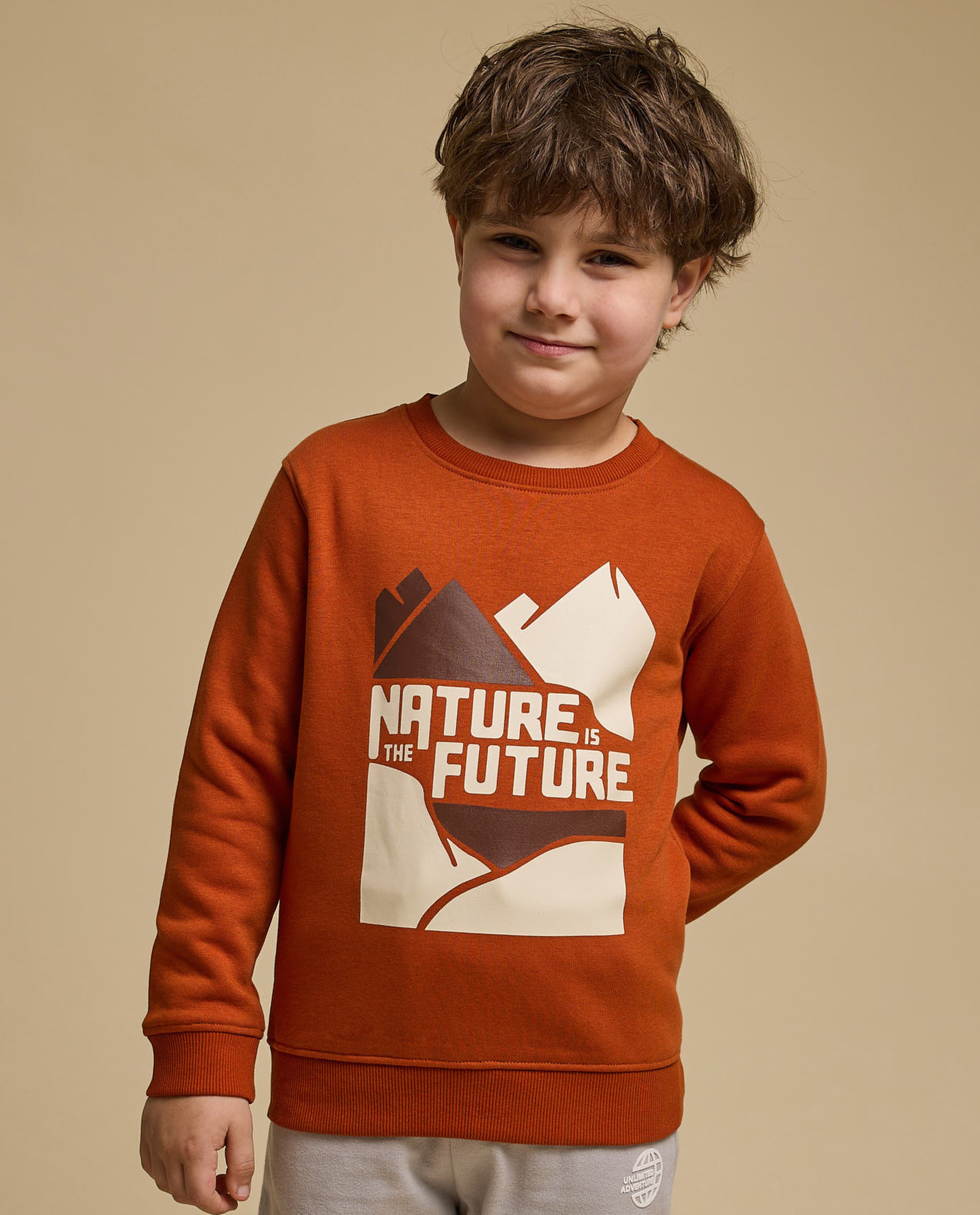 Printed Sweatshirt with Crew Neck and Long Sleeves