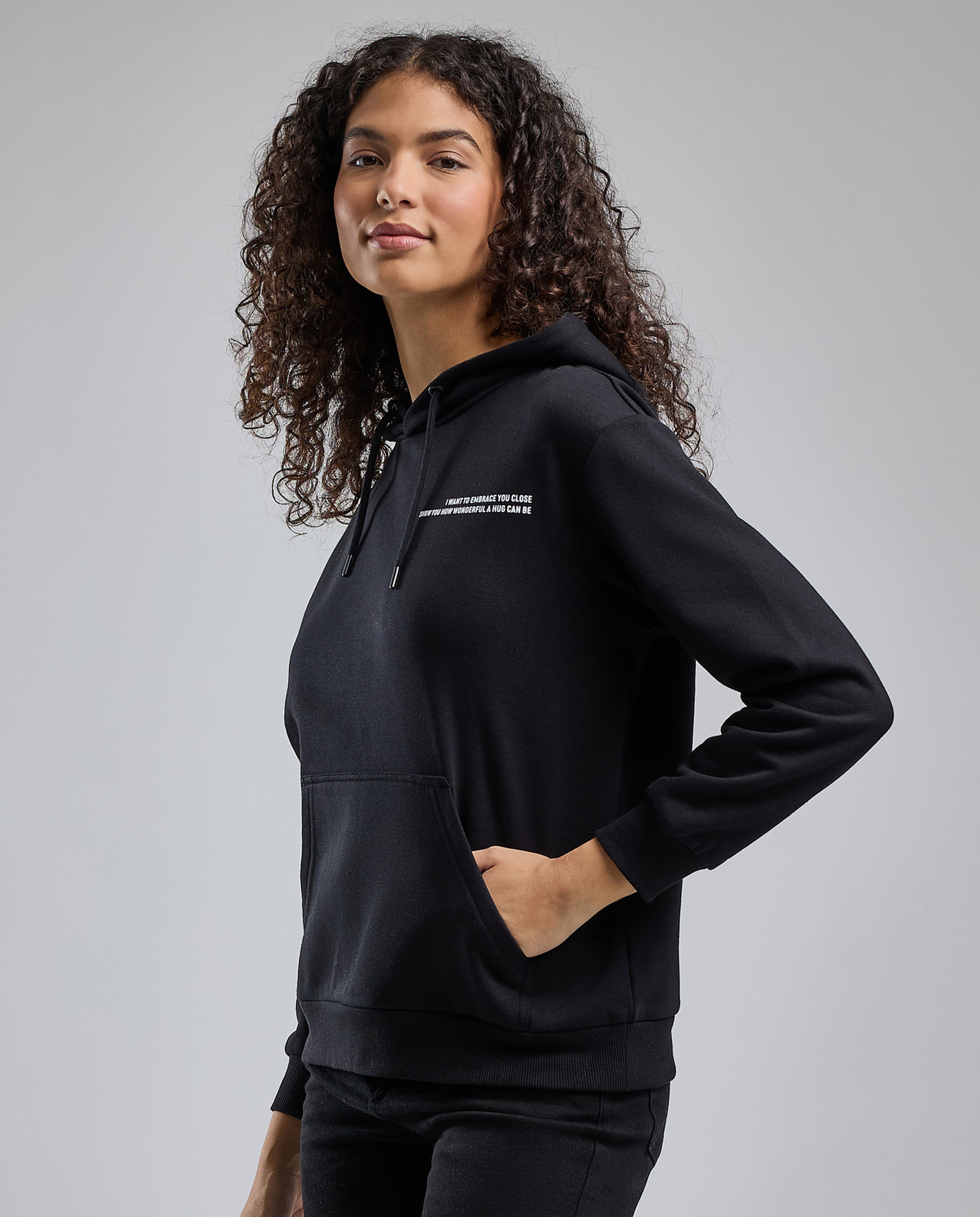 Printed Hoodie with Long Sleeves