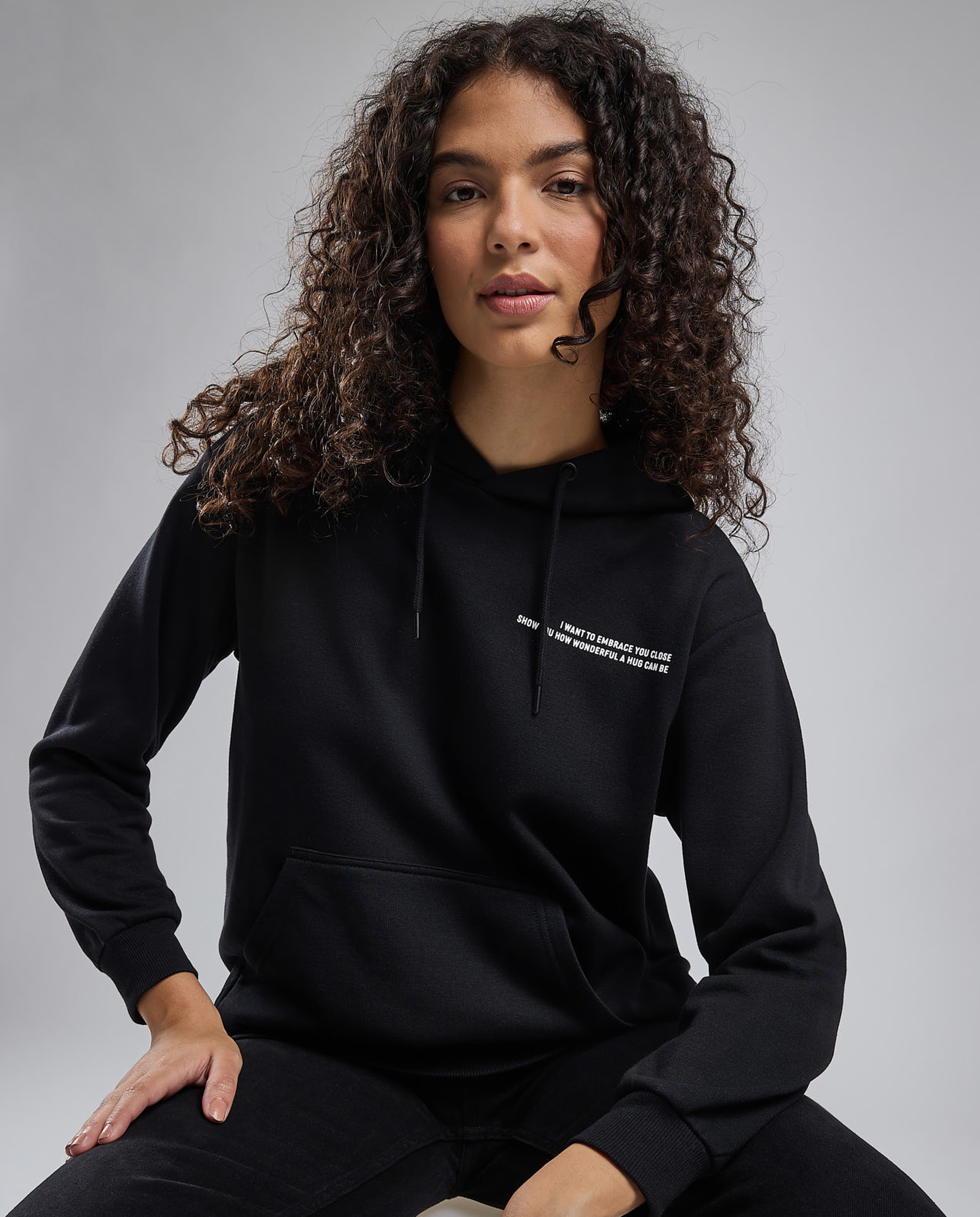 Printed Hoodie with Long Sleeves