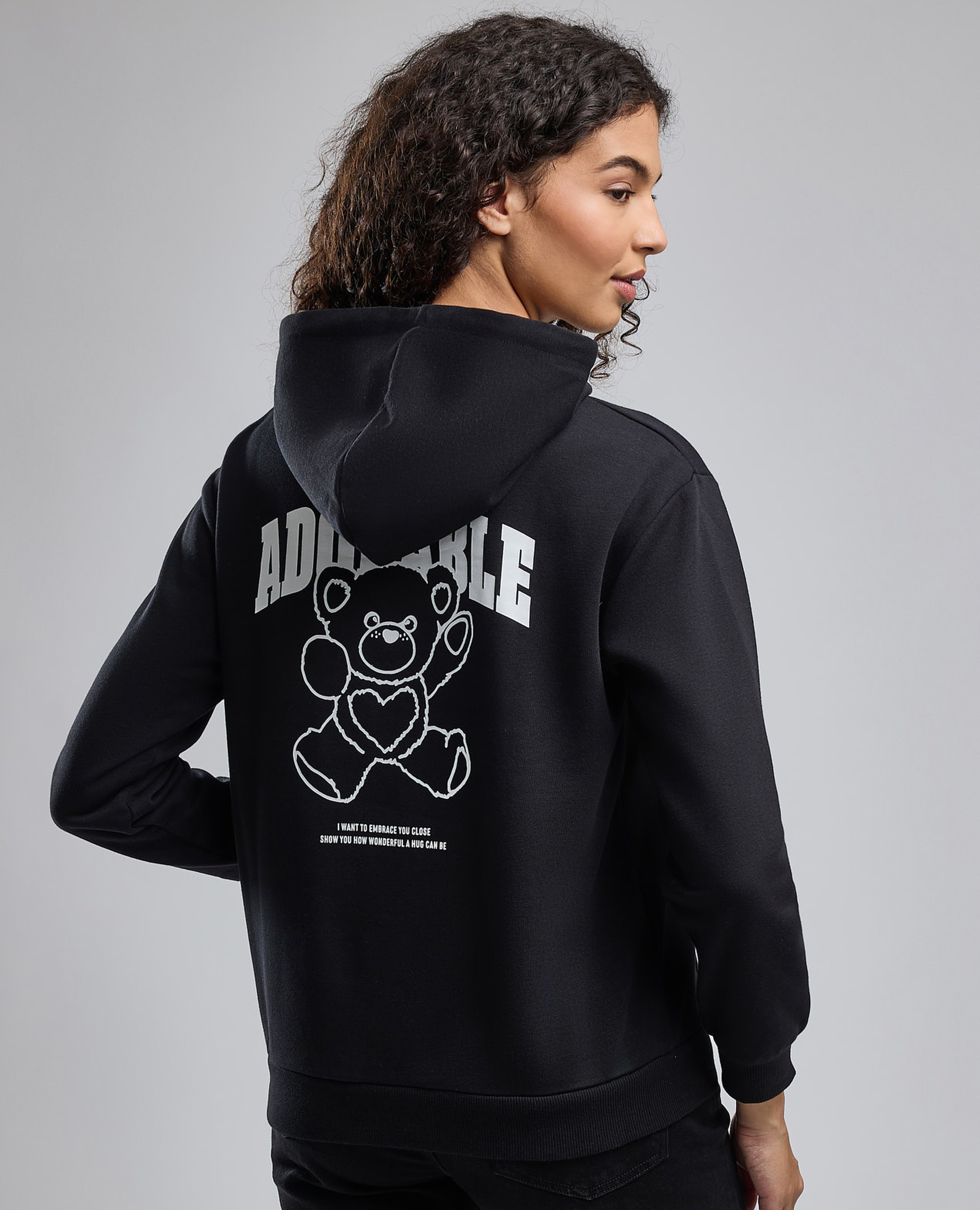 Printed Hoodie with Long Sleeves