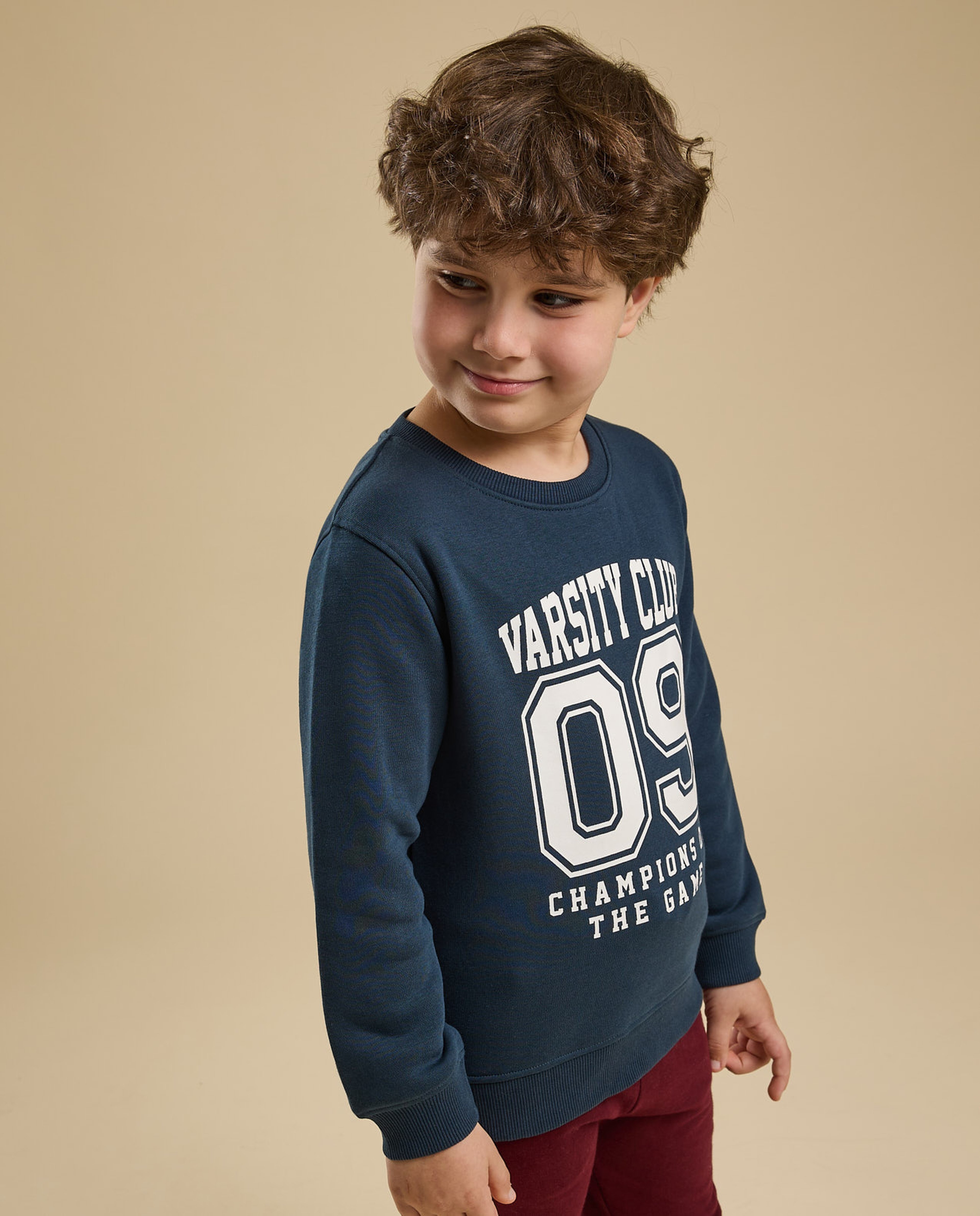 Printed Sweatshirt with Crew Neck and Long Sleeves