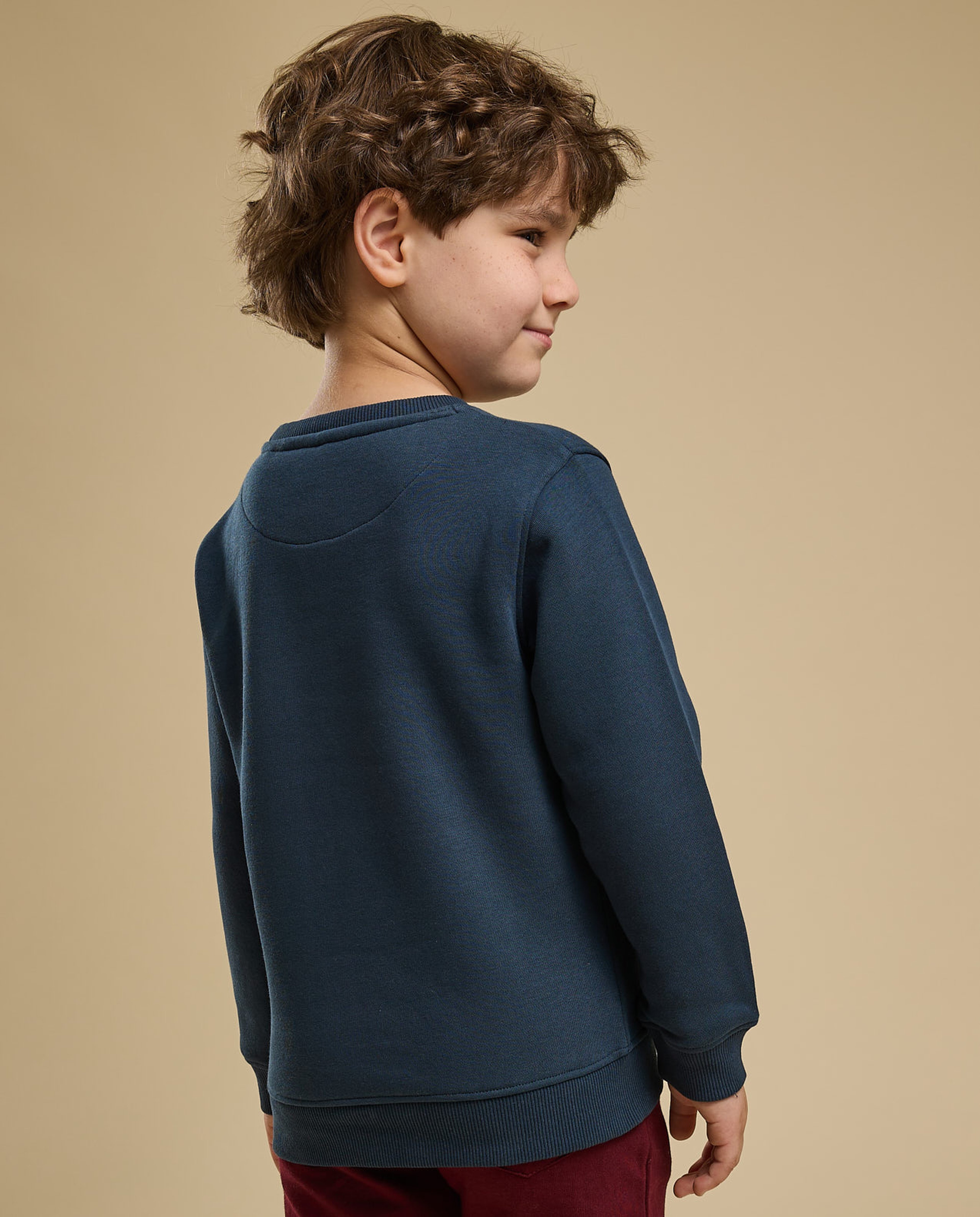 Printed Sweatshirt with Crew Neck and Long Sleeves