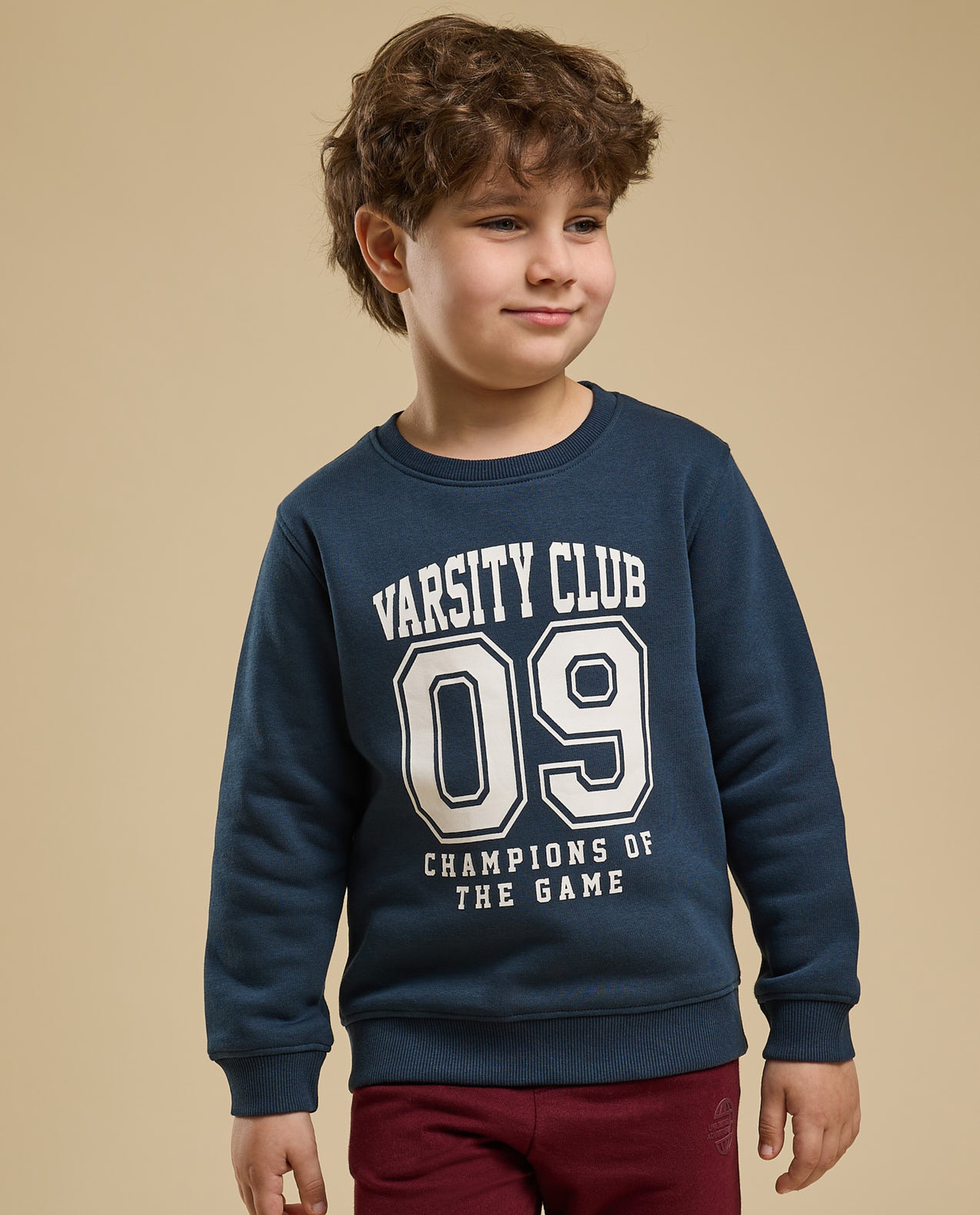 Printed Sweatshirt with Crew Neck and Long Sleeves