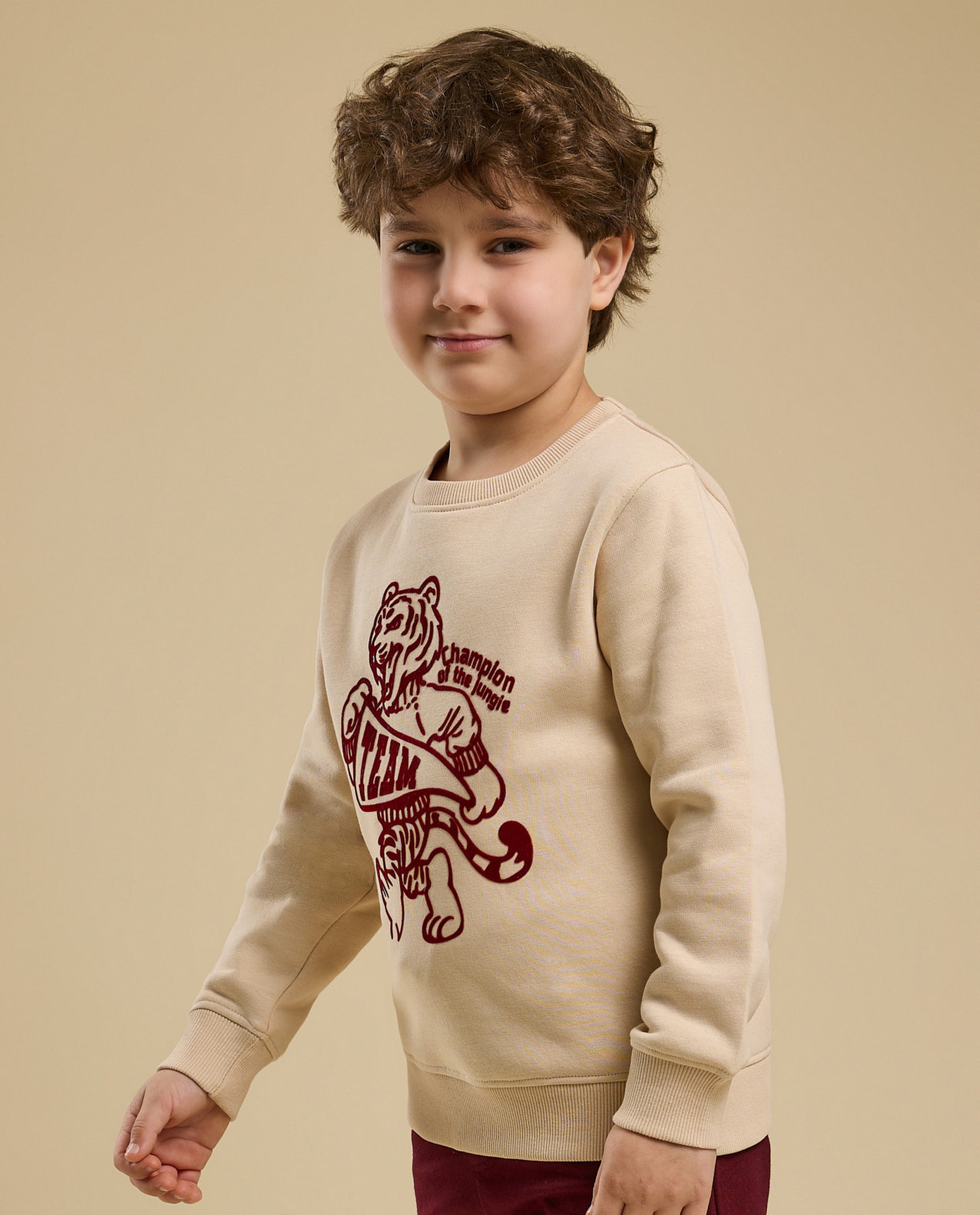 Printed Sweatshirt with Crew Neck and Long Sleeves