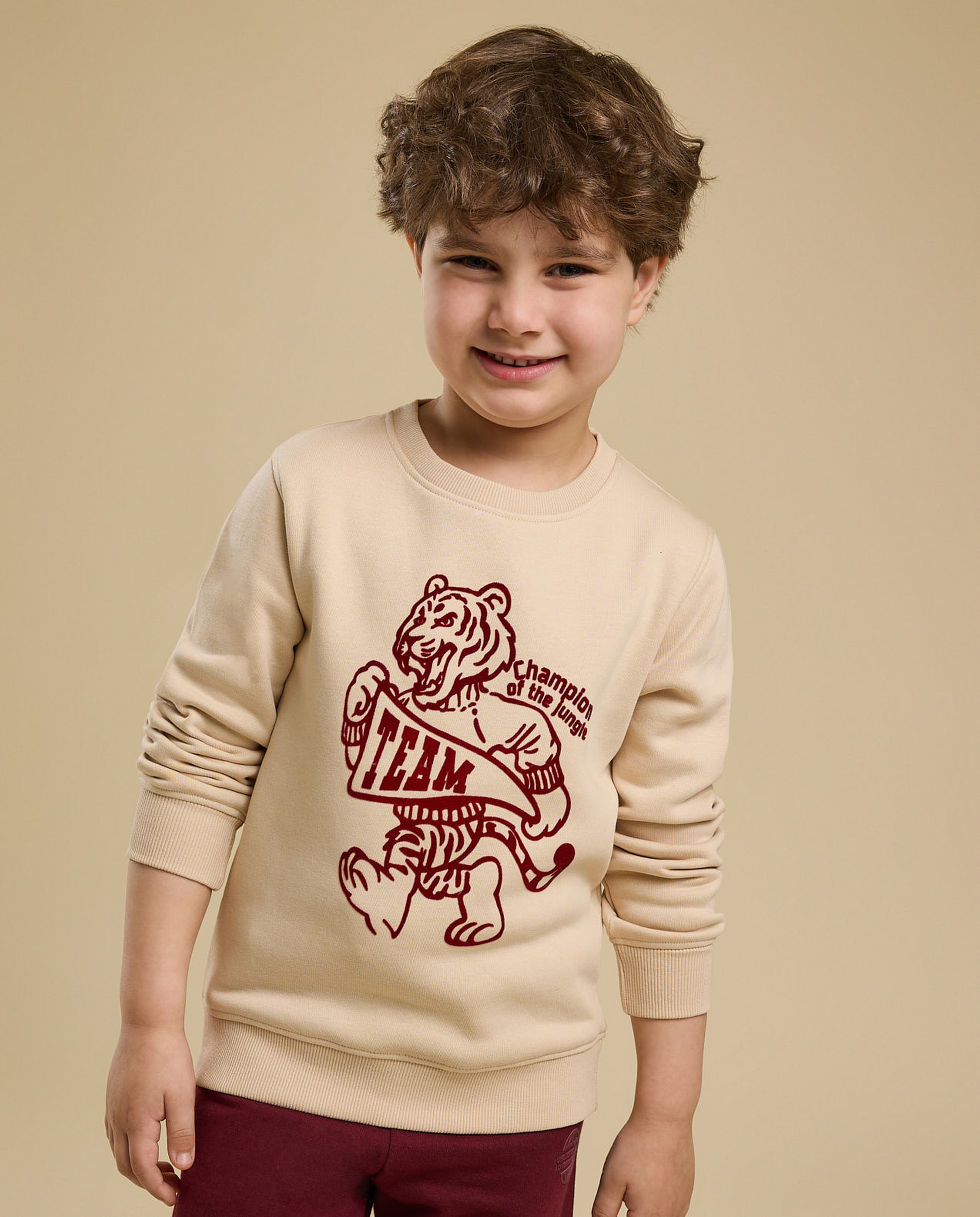 Printed Sweatshirt with Crew Neck and Long Sleeves