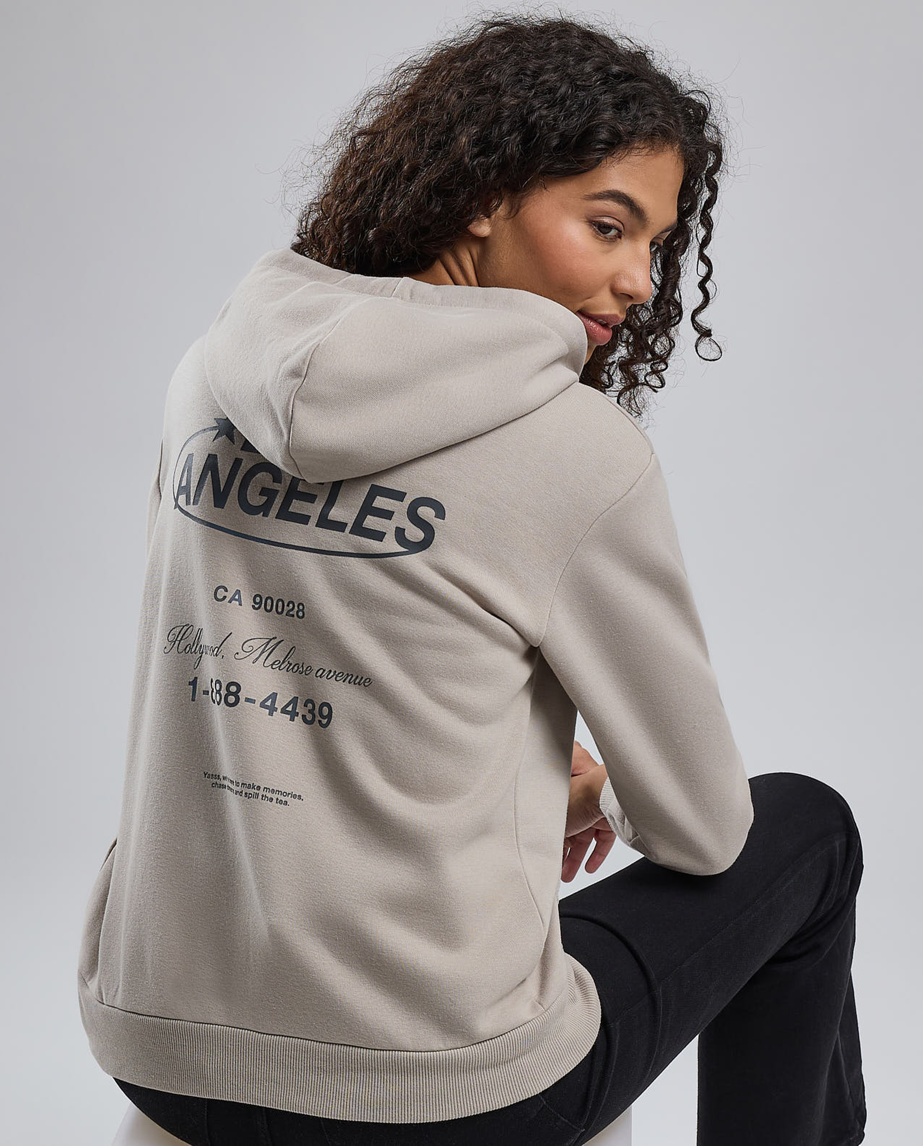 Printed Hoodie with Long Sleeves