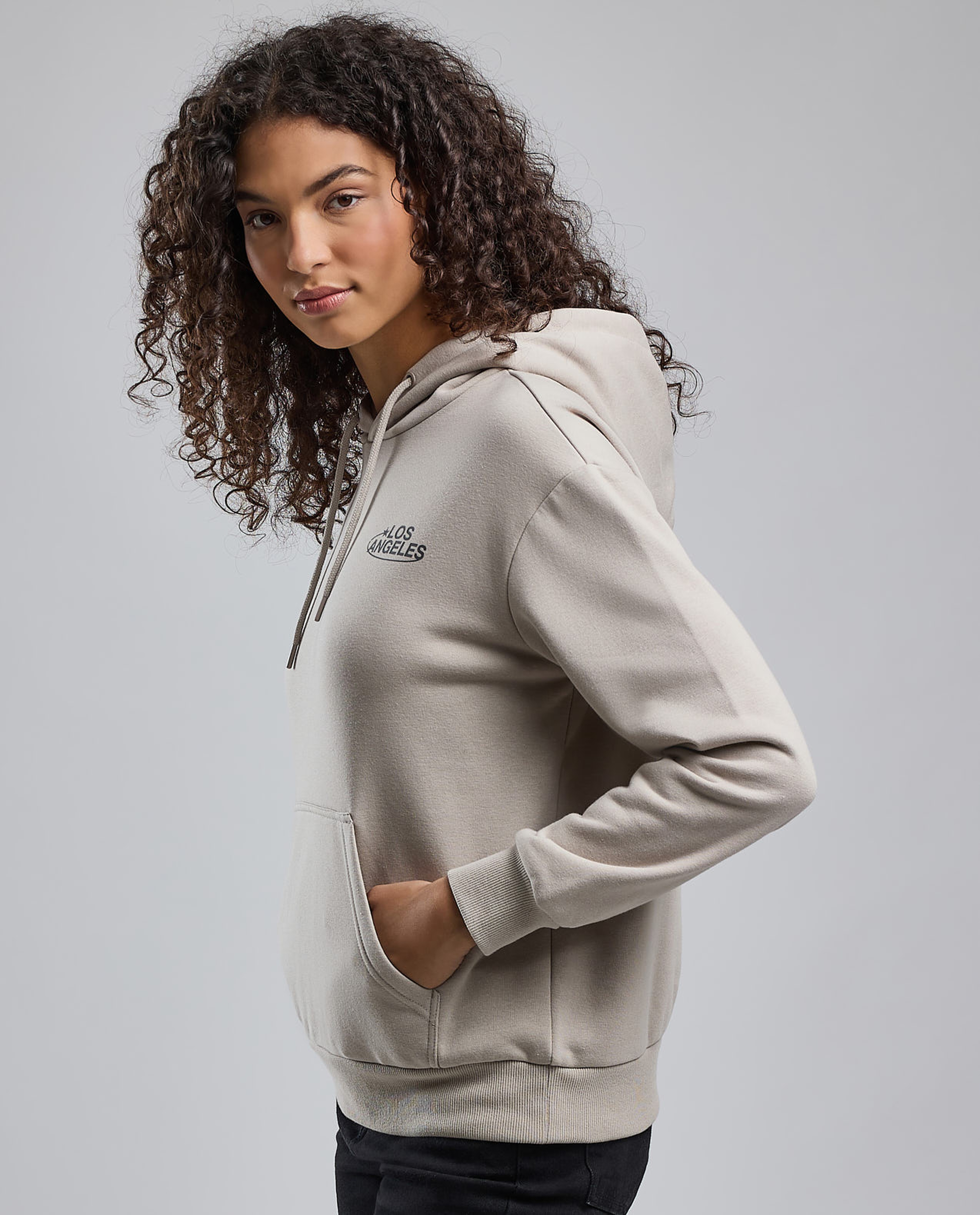 Printed Hoodie with Long Sleeves