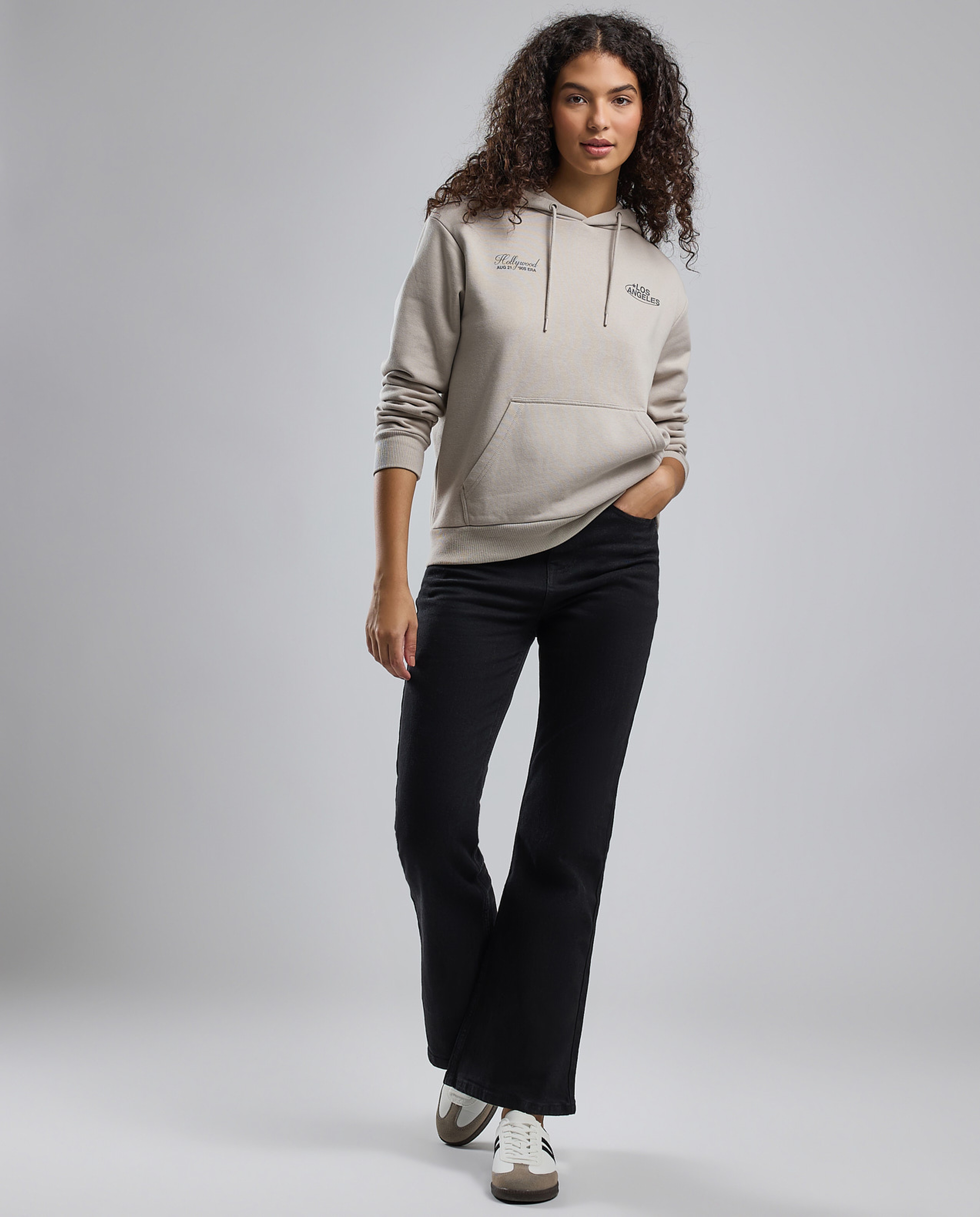 Printed Hoodie with Long Sleeves